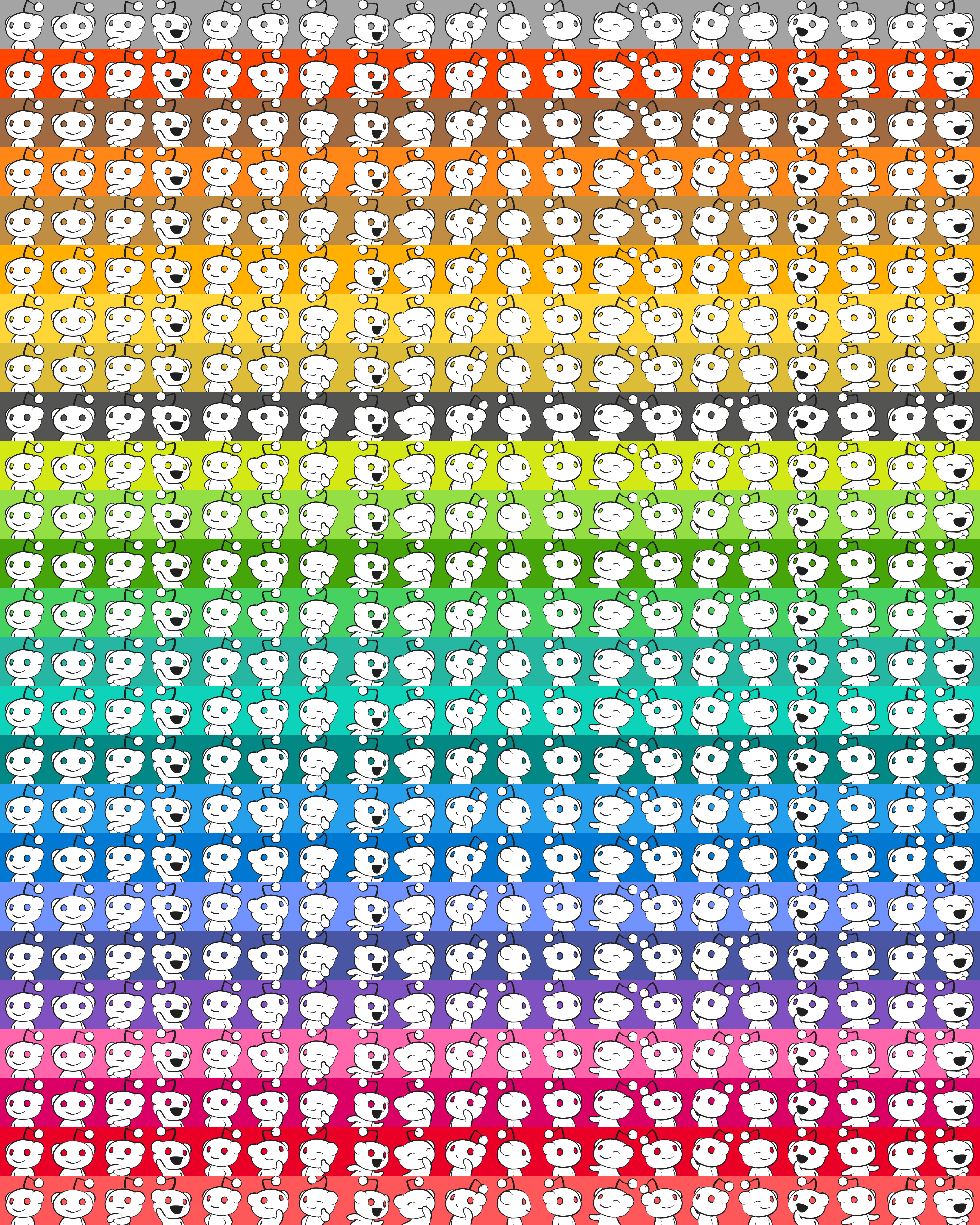 All 500 reddit default profile picture, sorted