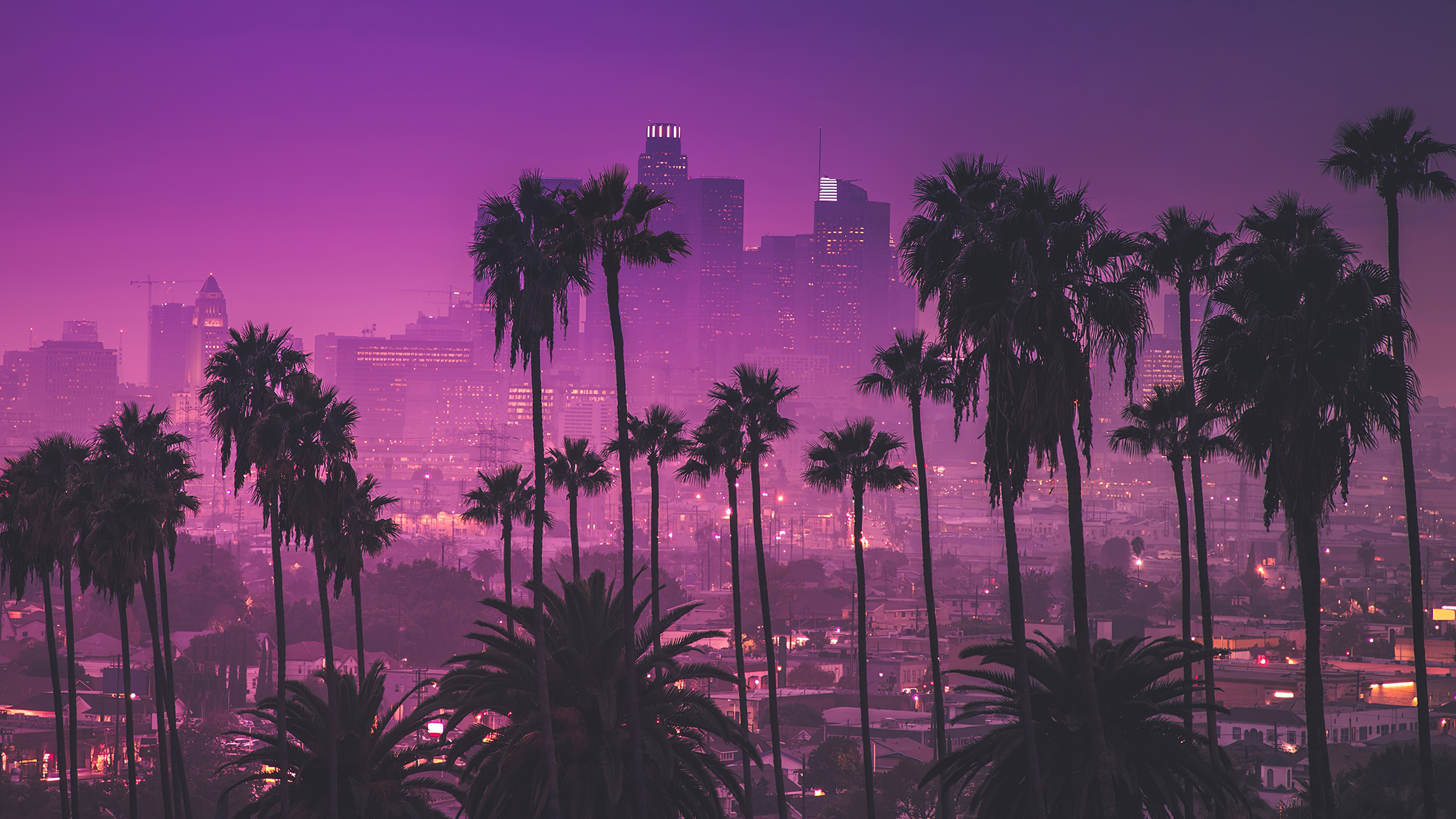 Wallpaper Los Angeles, Downtown Los Angeles, Atmosphere, Cloud, Afterglow, Background Free Image