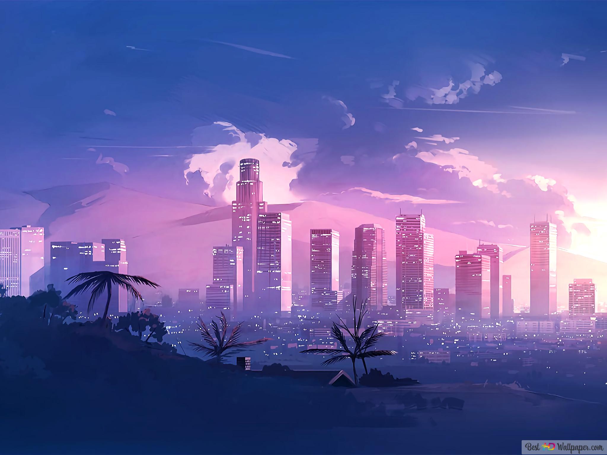 Los Angeles Digital Art 4K wallpaper download
