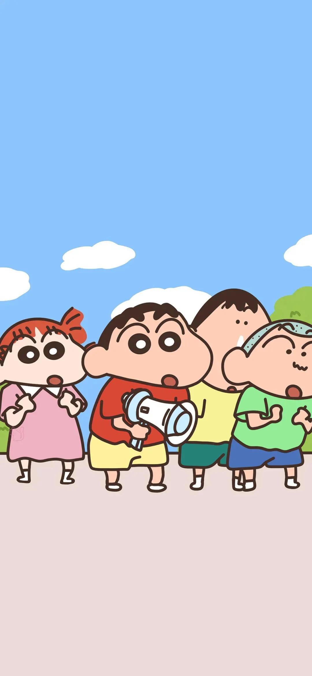 Shinchan Is Eating With Friends And Family In Green Background Shinchan, HD  wallpaper | Peakpx