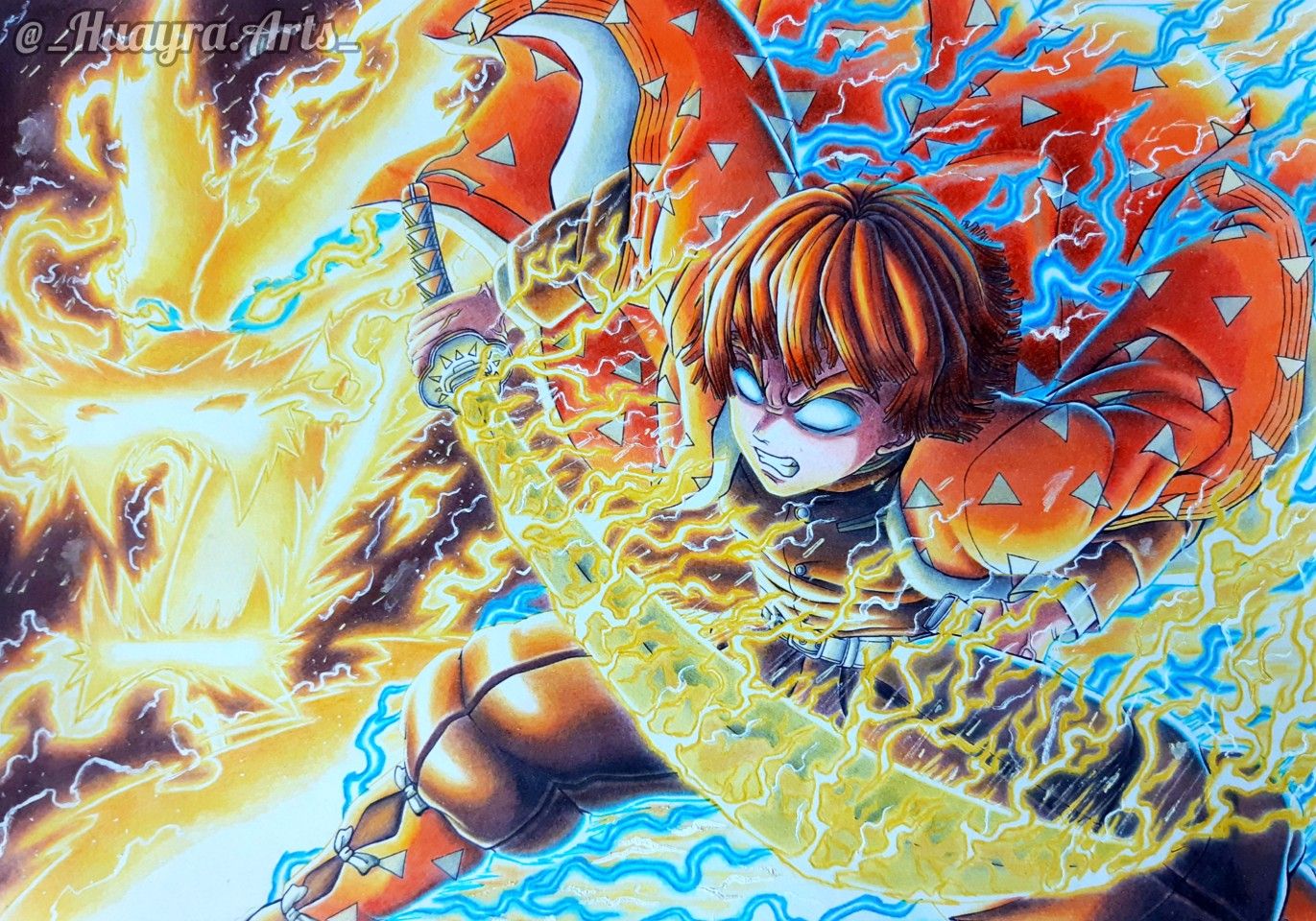 Zenitsu Flaming Thunder God Wallpapers - Wallpaper Cave