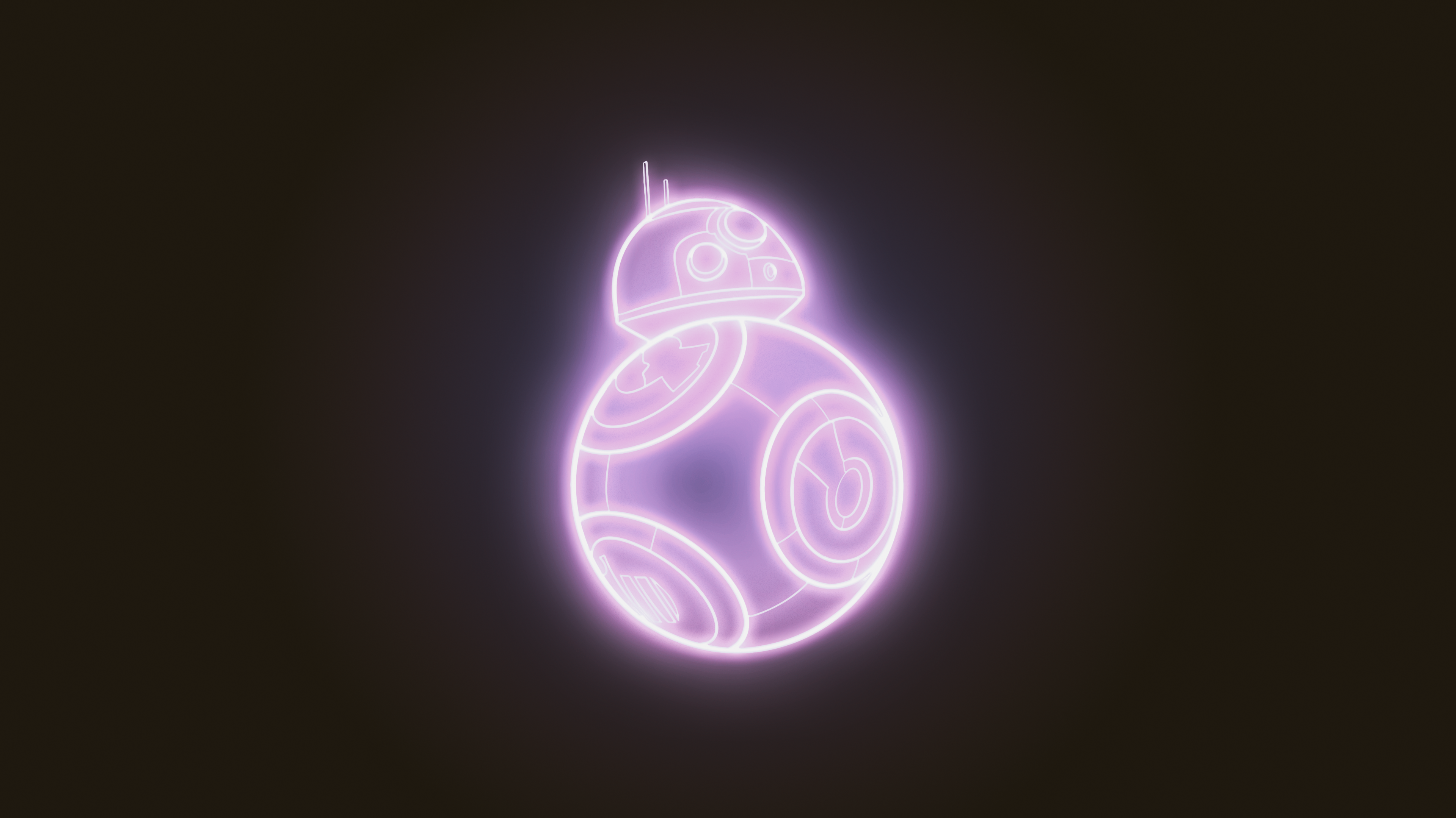 Wallpaper, BB 8, Star Wars, neon, simple background, minimalism, dark background, purple background 3840x2160