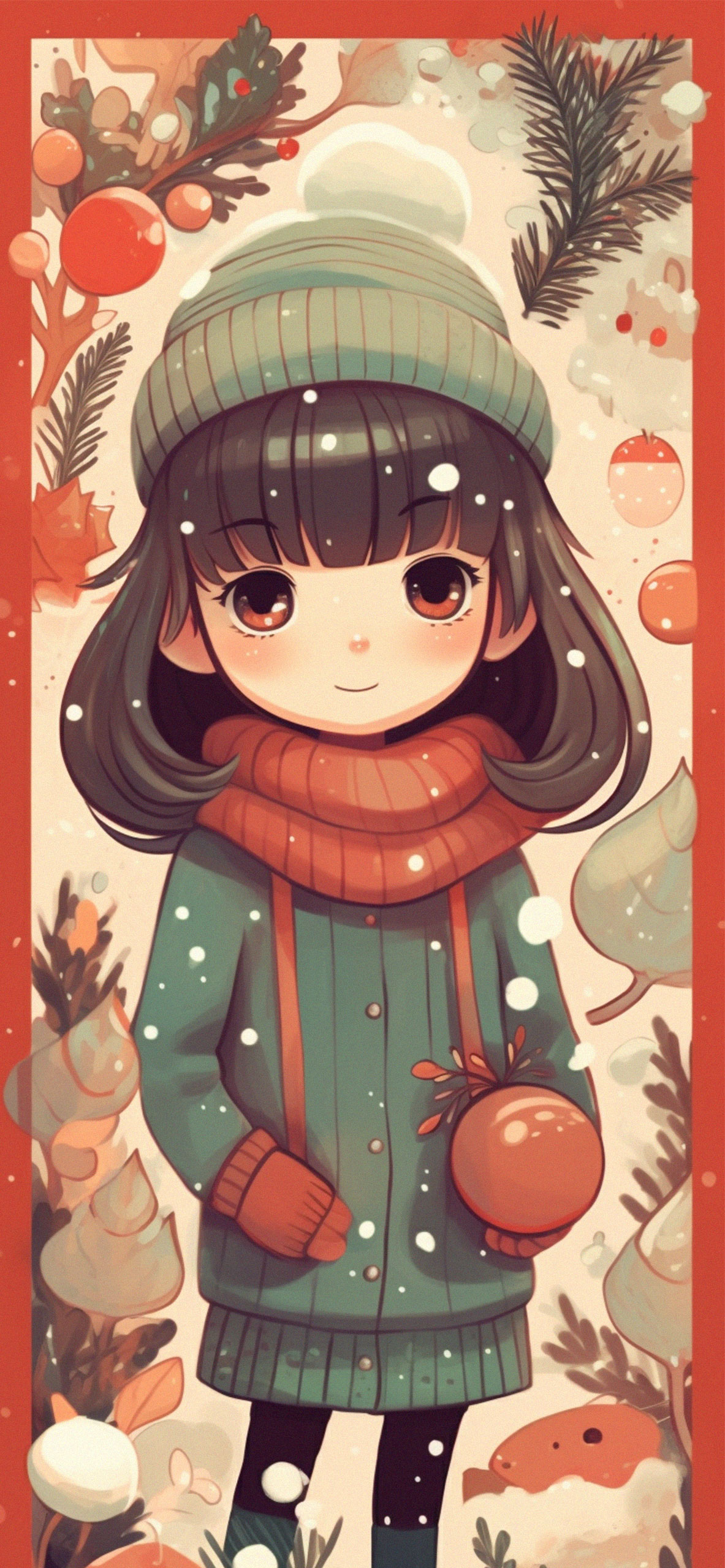 Lovely Girl in the hat Christmas Wallpaper Holiday Wallpaper