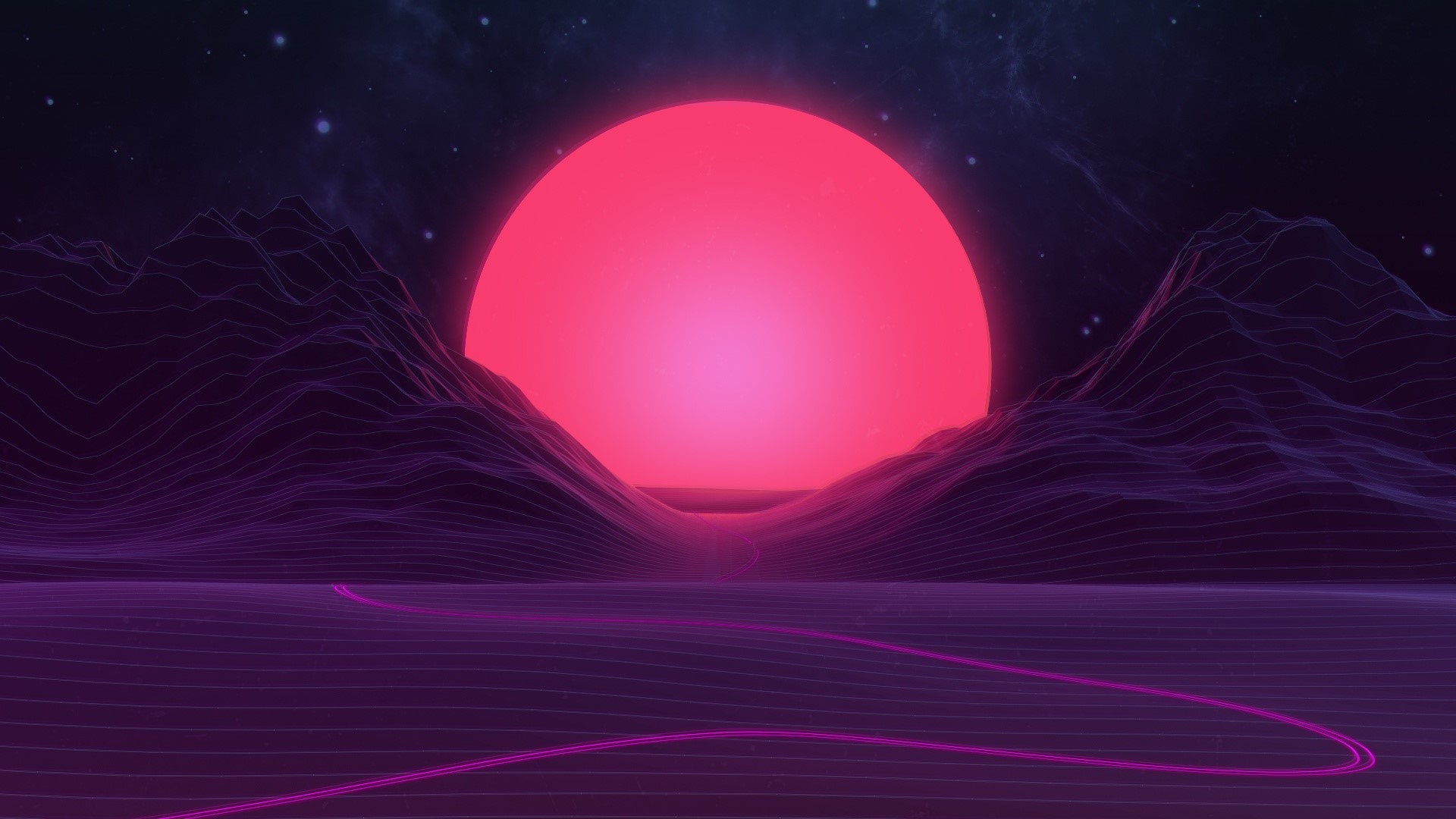 dark, synthwave, artwork, Sun, digital art Gallery HD Wallpaper