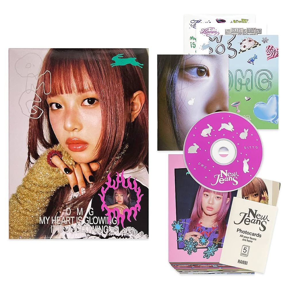 NewJeans Single [OMG] (Message Card Ver Ver) Out Box + Message Cards + Photobook + Lyrics + CD + Photocards + Sticker + 1 PVC Card.com Music