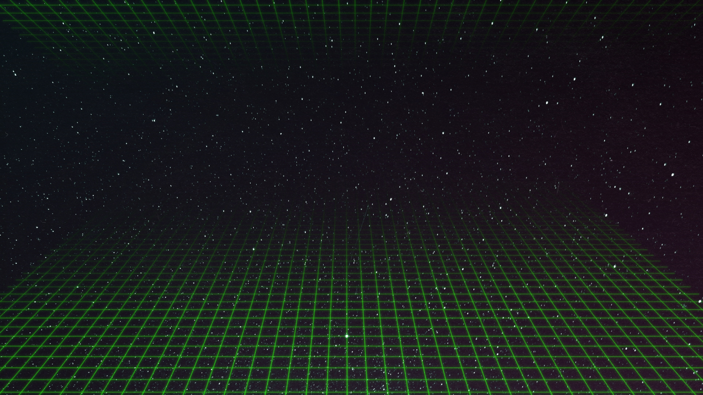 Synthwave green grid dark space art