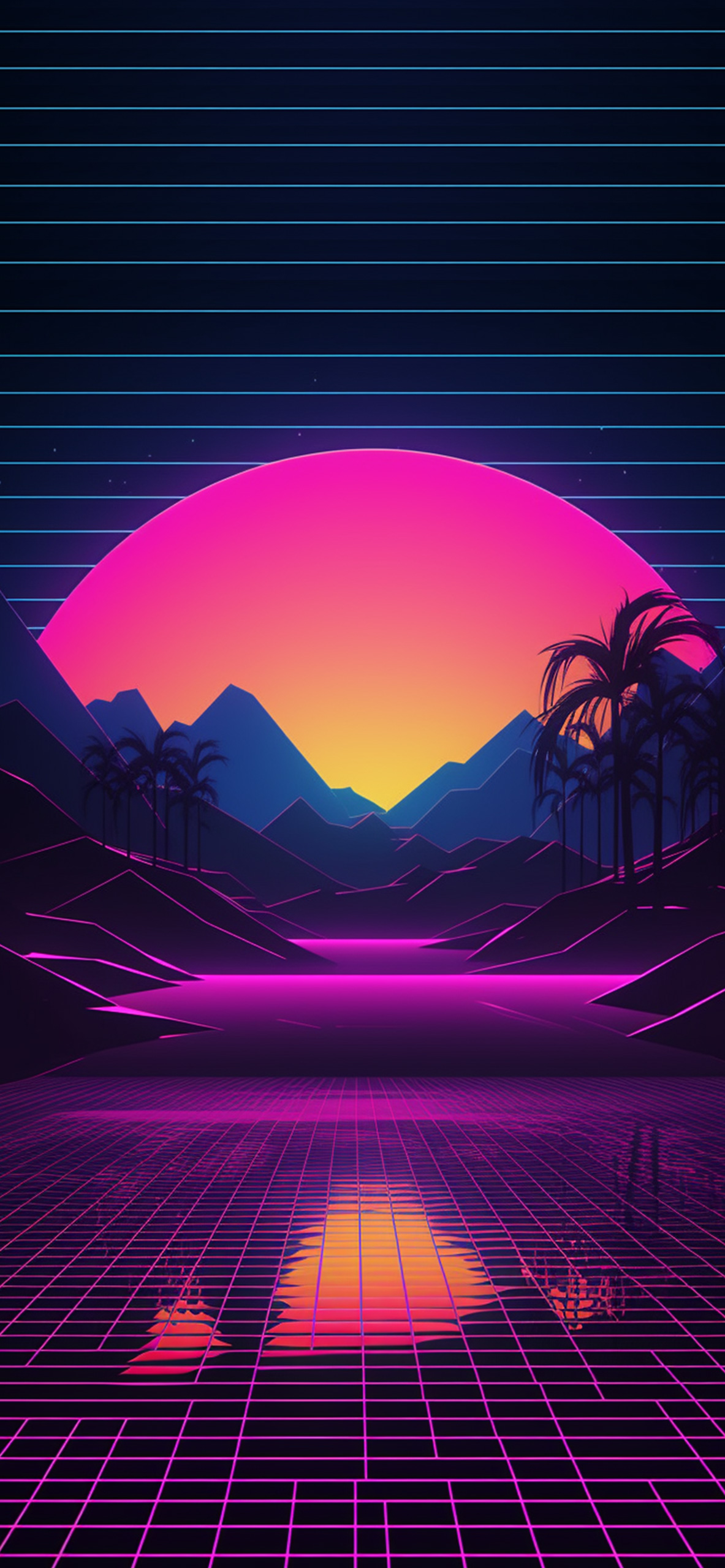 Synthwave Mountain & Sunset Wallpaper