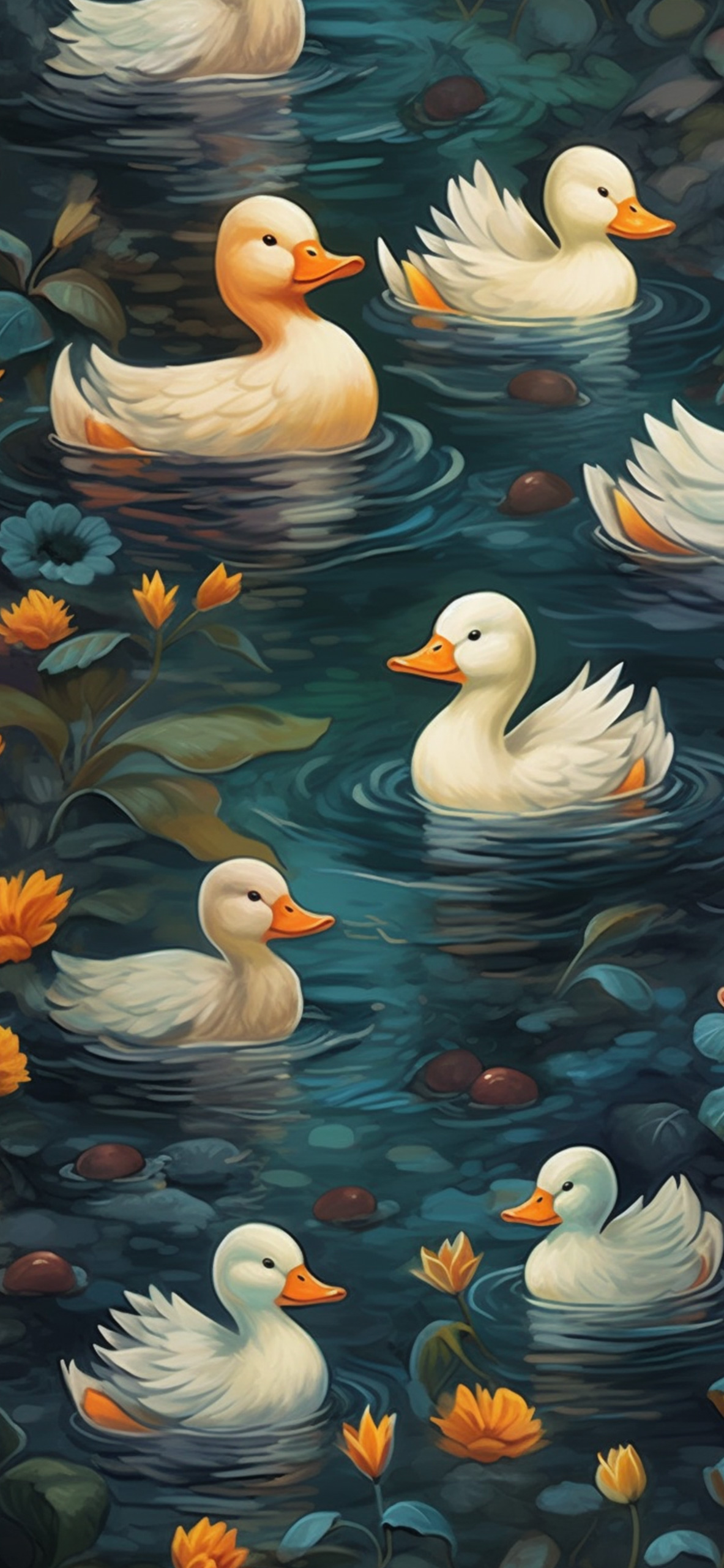 Baby Ducks in the Pond Wallpaper Wallpaper for iPhone