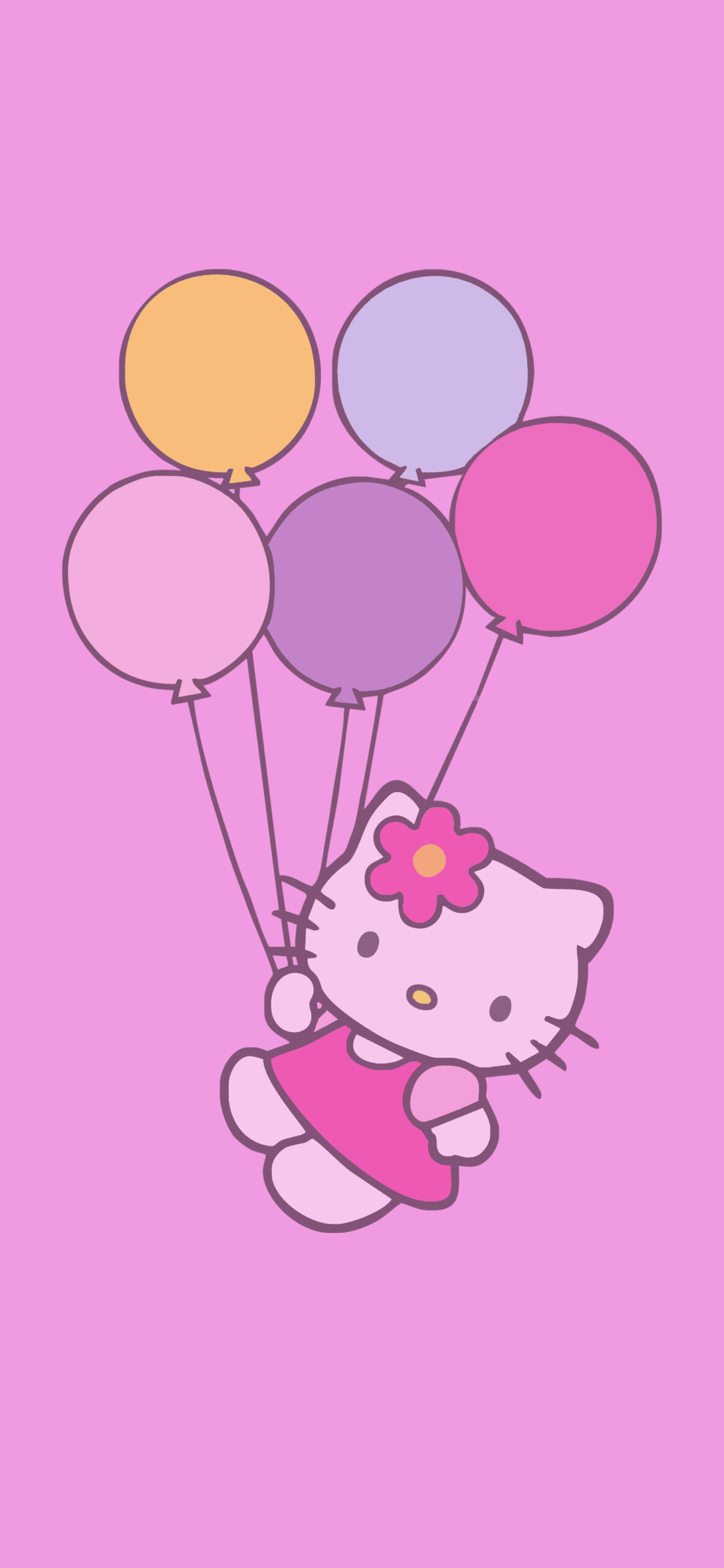 Hello Kitty & Balloons Pink Wallpaper Aesthetic Wallpaper