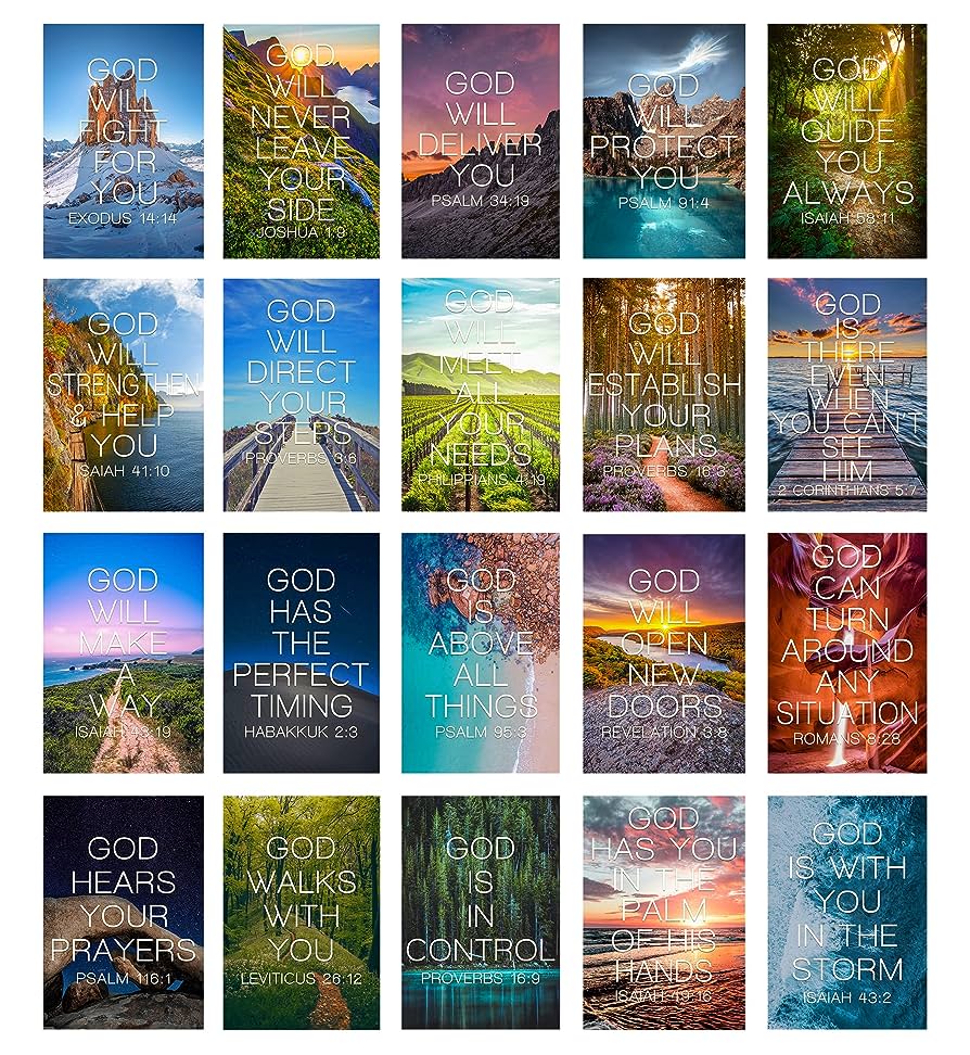God Series Verse Landscape Photography Aesthetic Collage Kit, Teen Room Wall Decor, College Dorm Decor, Christian Inspirational Gift 4x6 Professional Photo, Handmade Products