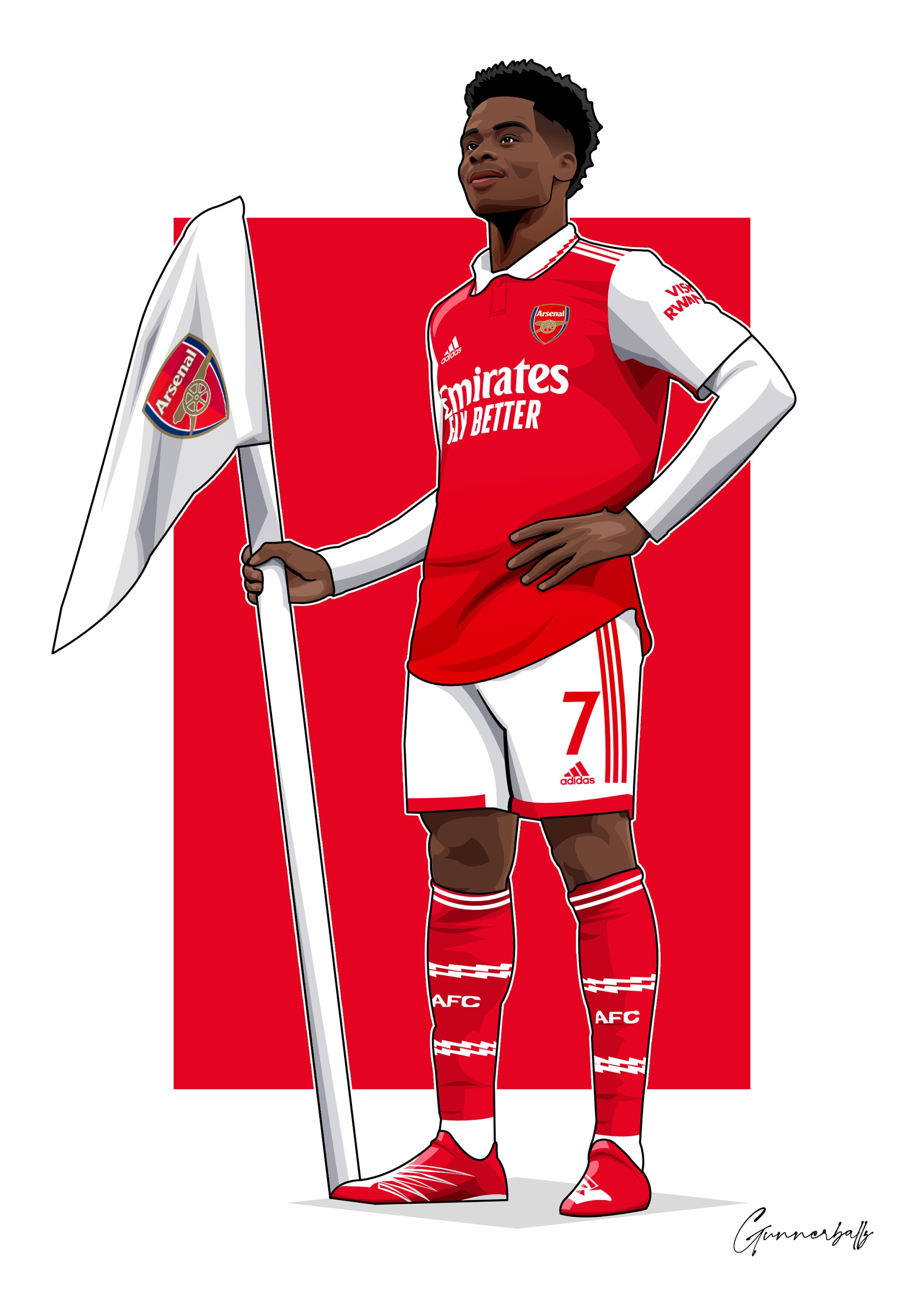 Arsenal Bukayo Saka A4 A3 Print