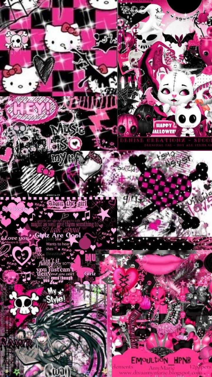 00s emo wallpaper. Приглашения hello kitty, Обои hello kitty, Винтажные плакаты дисней