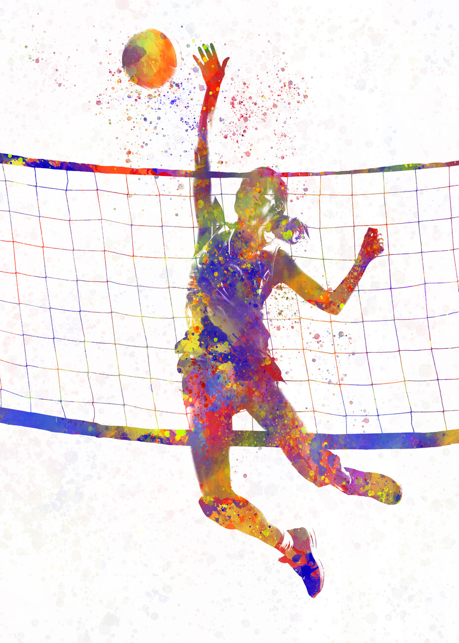 Watercolor volleyball player Wall Mural