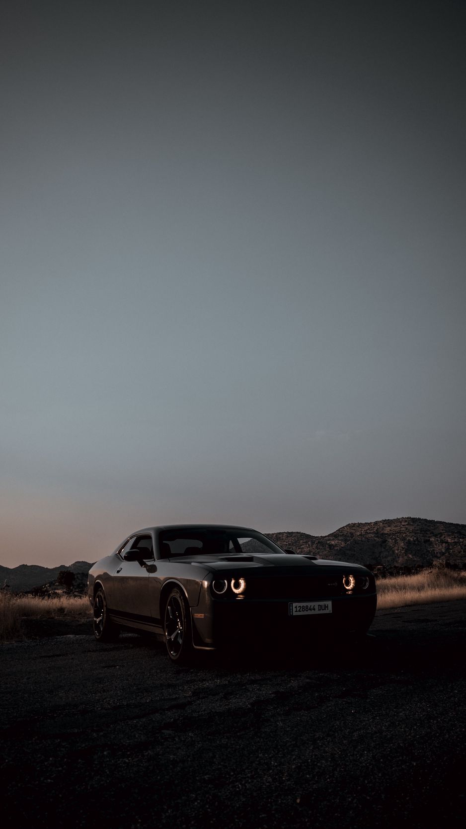 Download Wallpaper 938x1668 Dodge Challenger, Dodge, Car, Black, Dark, Dusk Iphone 8 7 6s 6 For Parallax HD Background