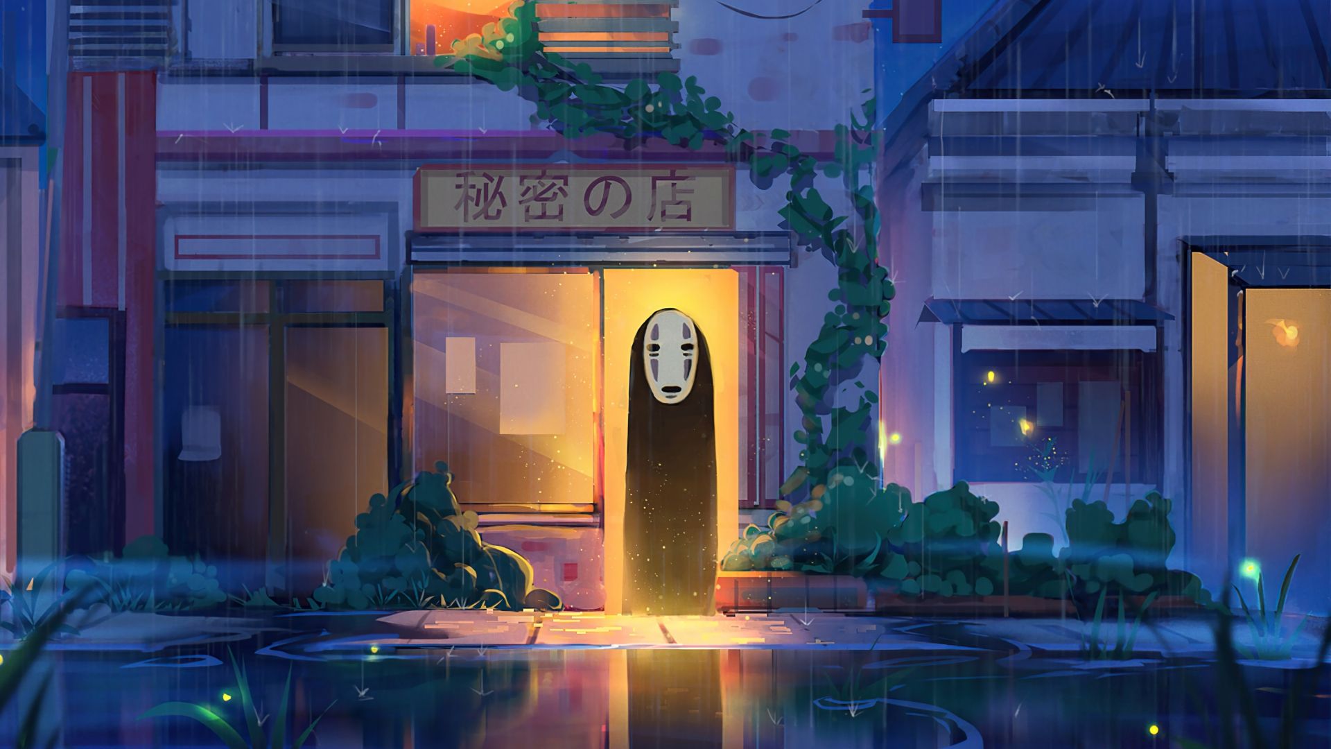 Download 1920x1080 wallpaper spirit at shop entrance, anime, original, art, F. Computer wallpaper desktop wallpaper, Cute laptop wallpaper, Computer wallpaper hd