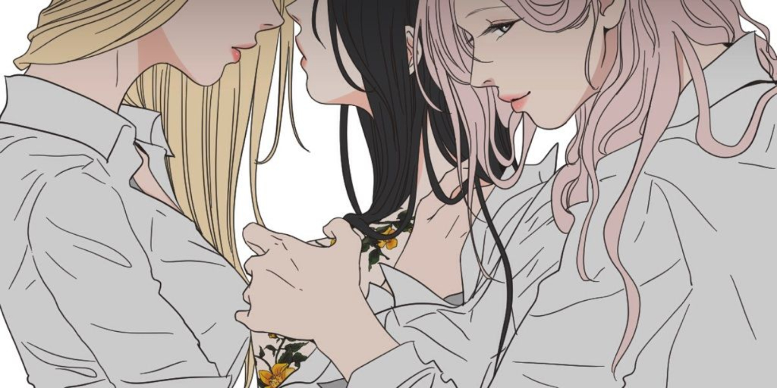 Wallpaper, yuri, manga, anime girls, tattoo 1600x800