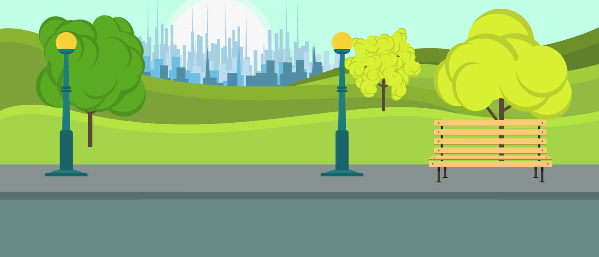 Cartoon Park Background. Wallpaper