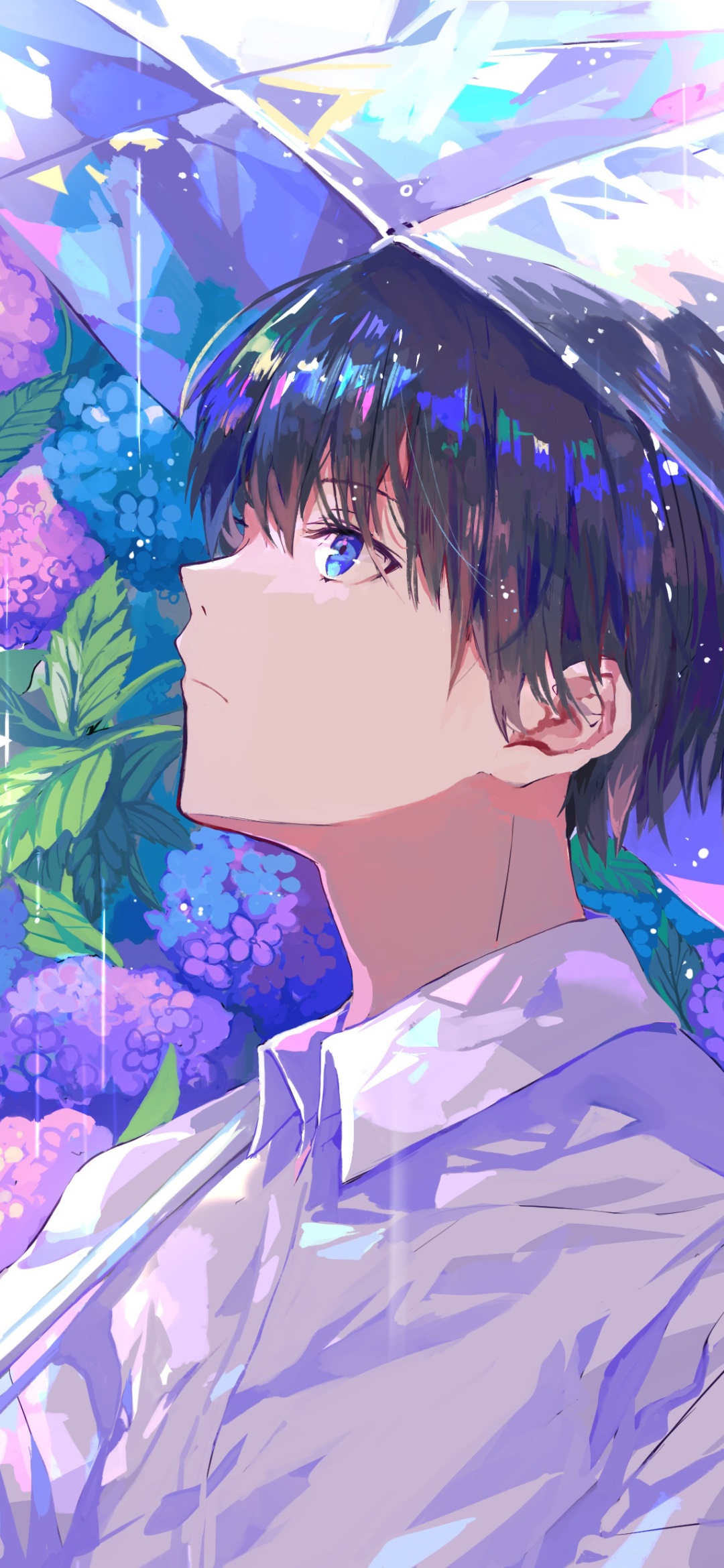 Wallpaper / Anime Boy Phone Wallpaper, Umbrella, Rain, 1080x2340 free download