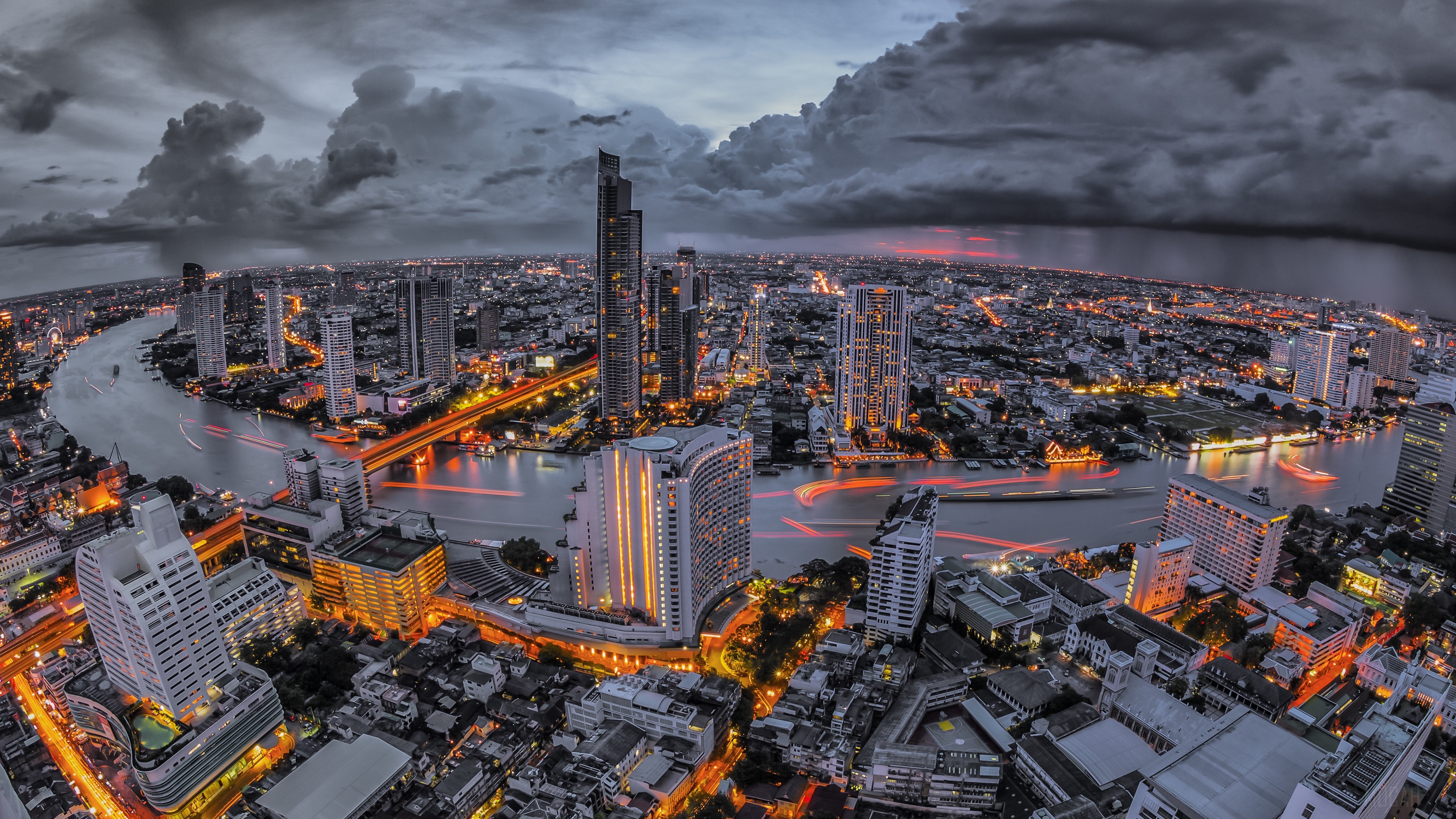 bangkok, night city, view from above, skyscrapers, metropolis 4k Gallery HD Wallpaper