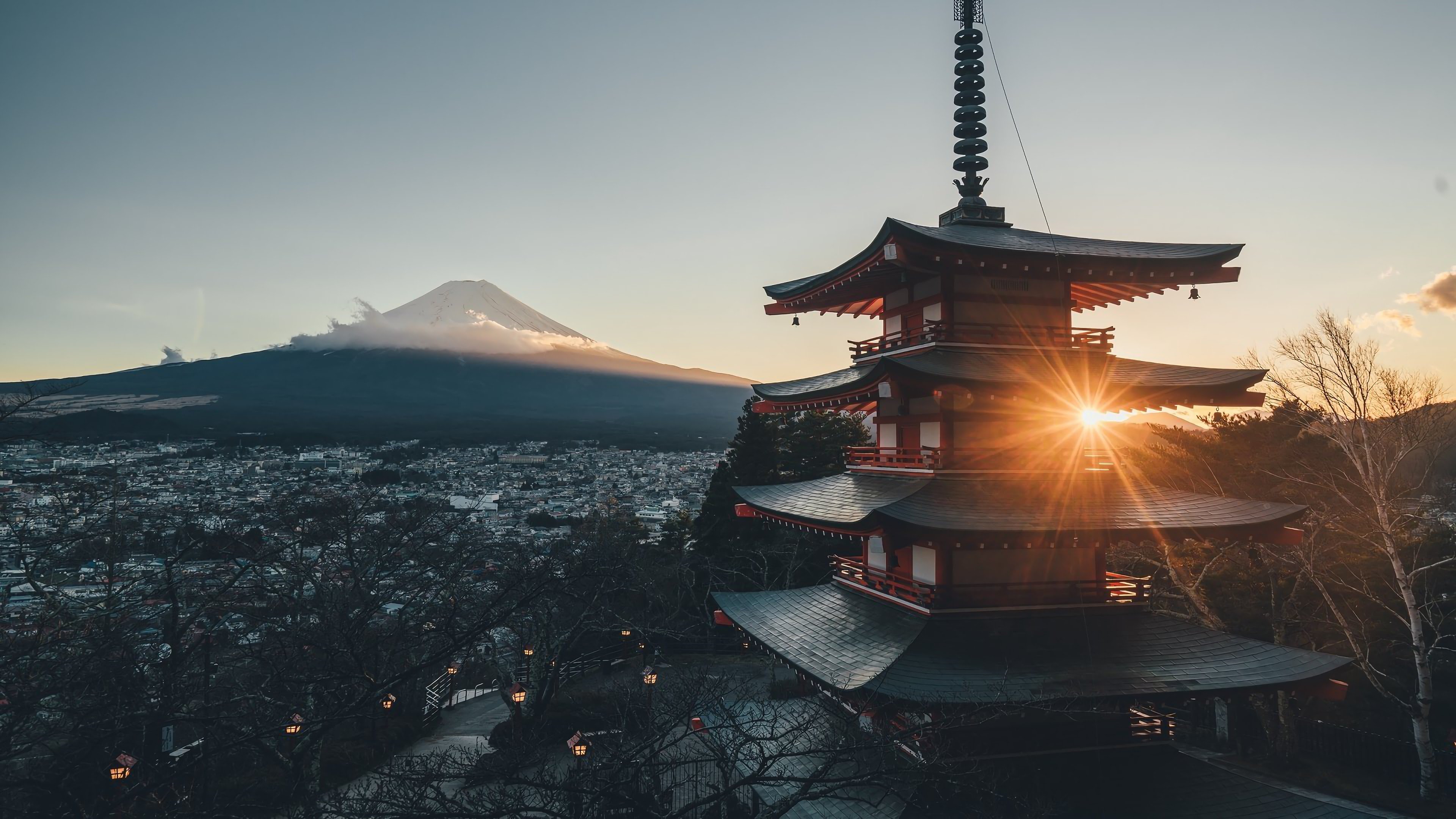 Mount Fuji and Japan City Wallpaper 4k