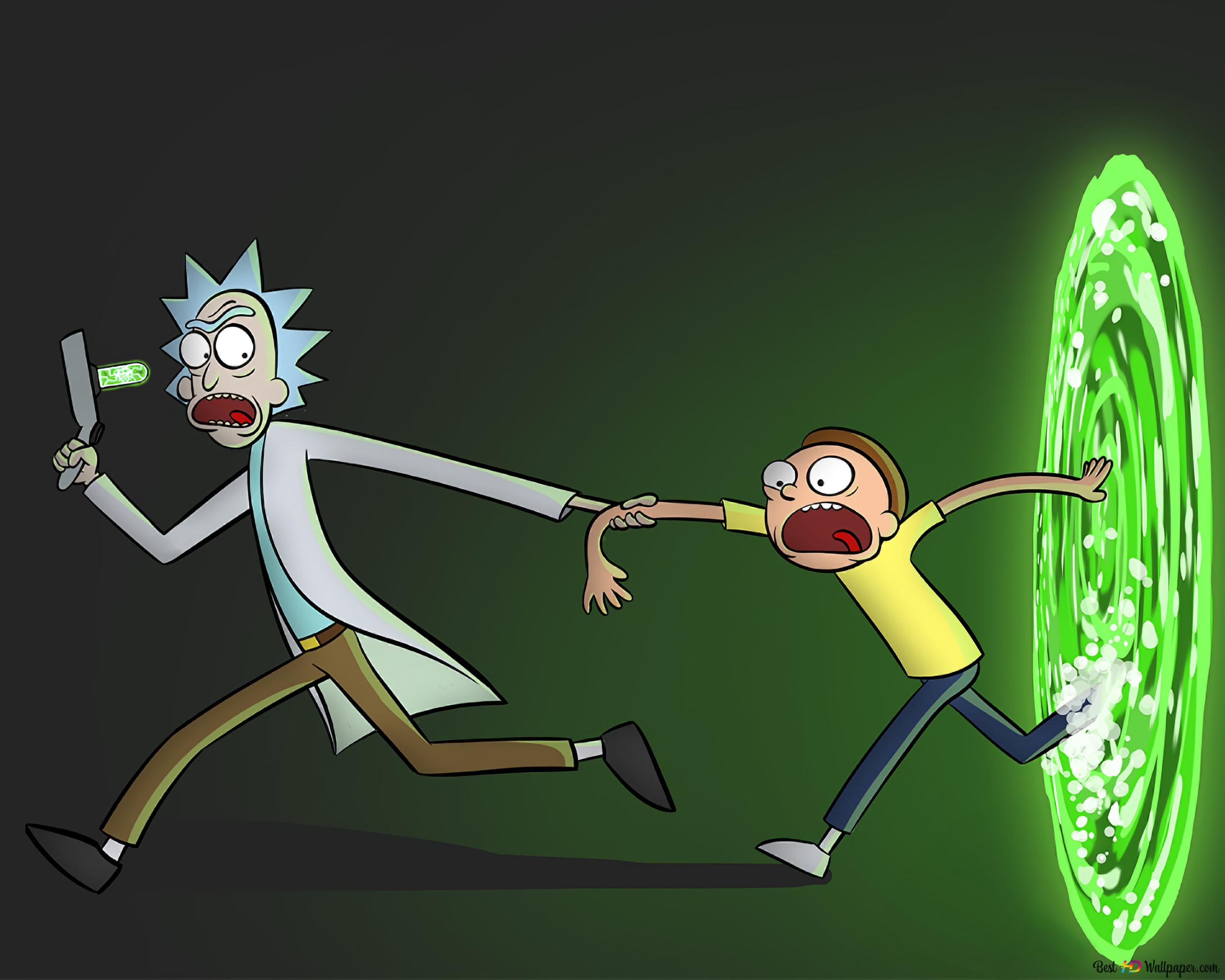 Rick and Morty cartoon characters adventure 4K wallpaper download