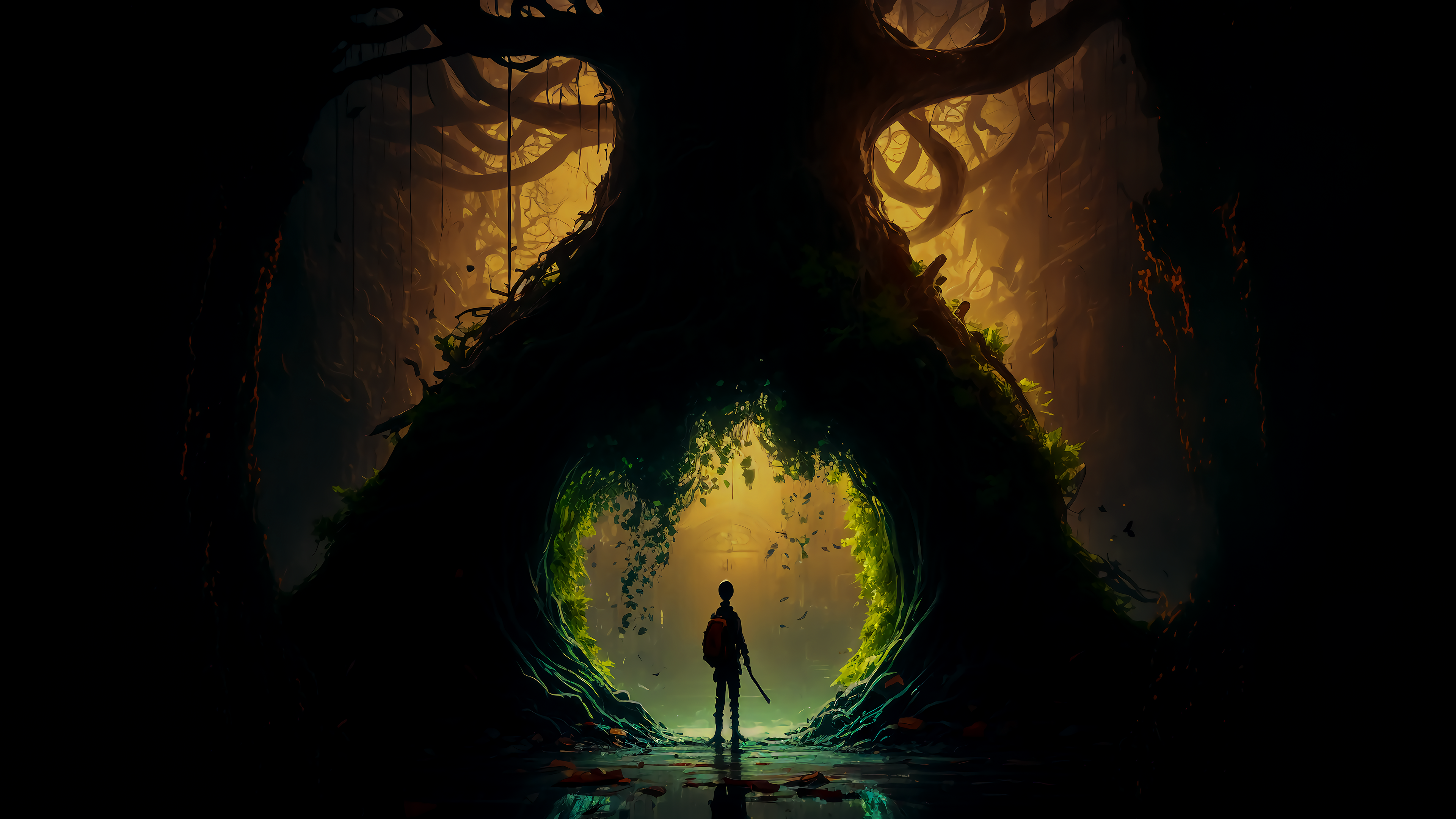 4K AI Illustration Mysterious Forest Wallpaper for PC