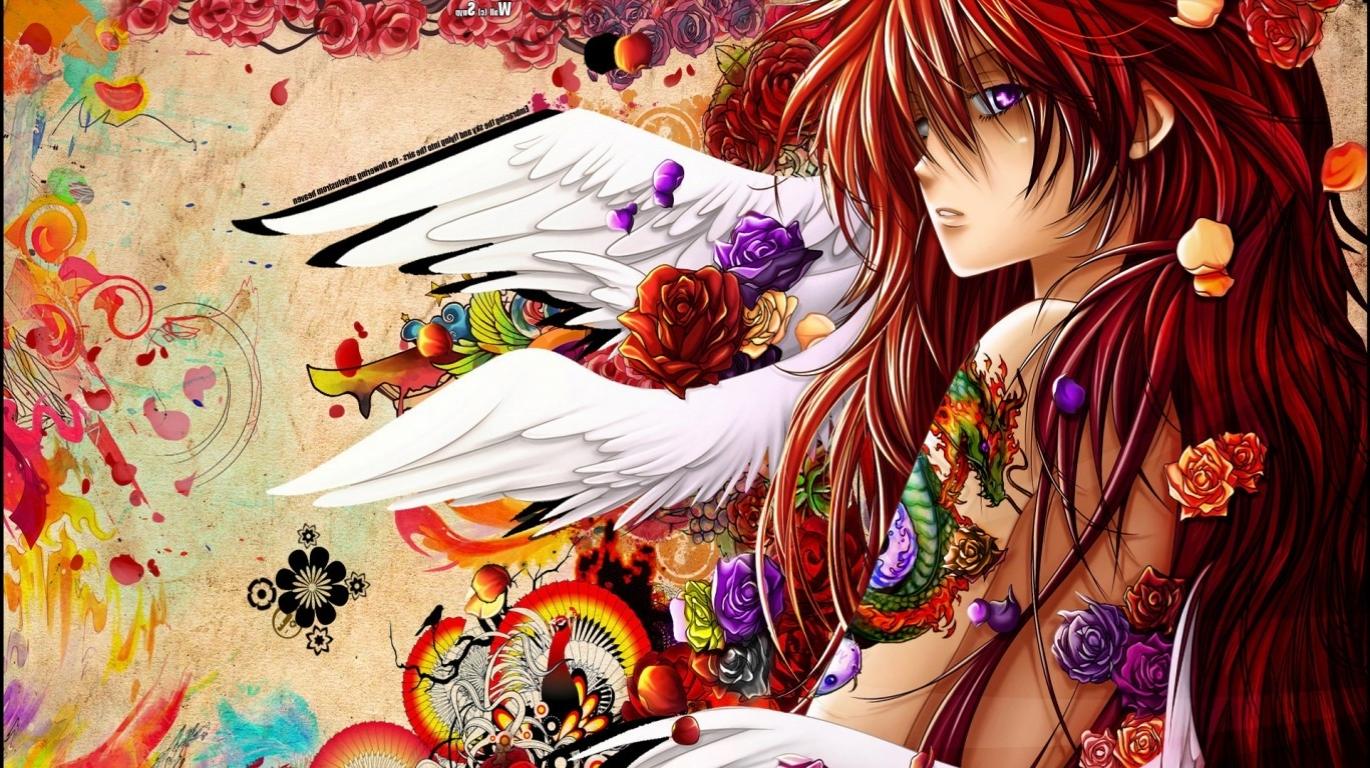 Tattoos Wallpaper Colorful Anime Tattoo Girl Wallpaper. แฟนไทย