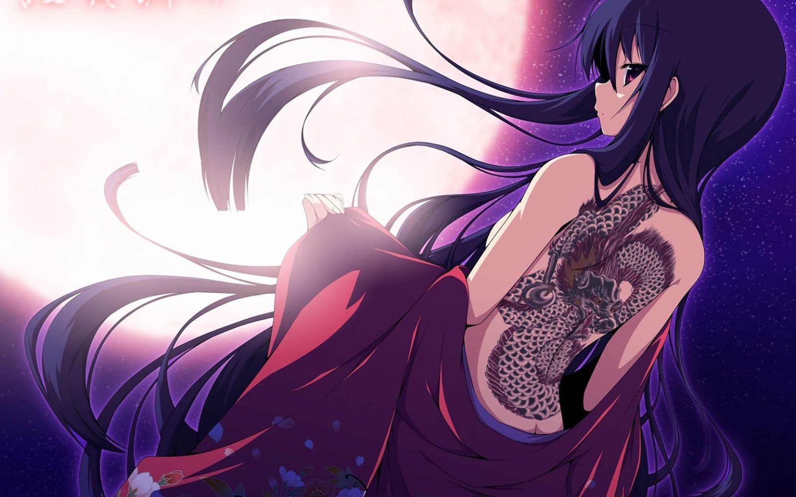 Anime tattoo girl Fabric Cloth Rolled Wall Poster Print: (40 x 24 / 21 x 13): Posters & Prints