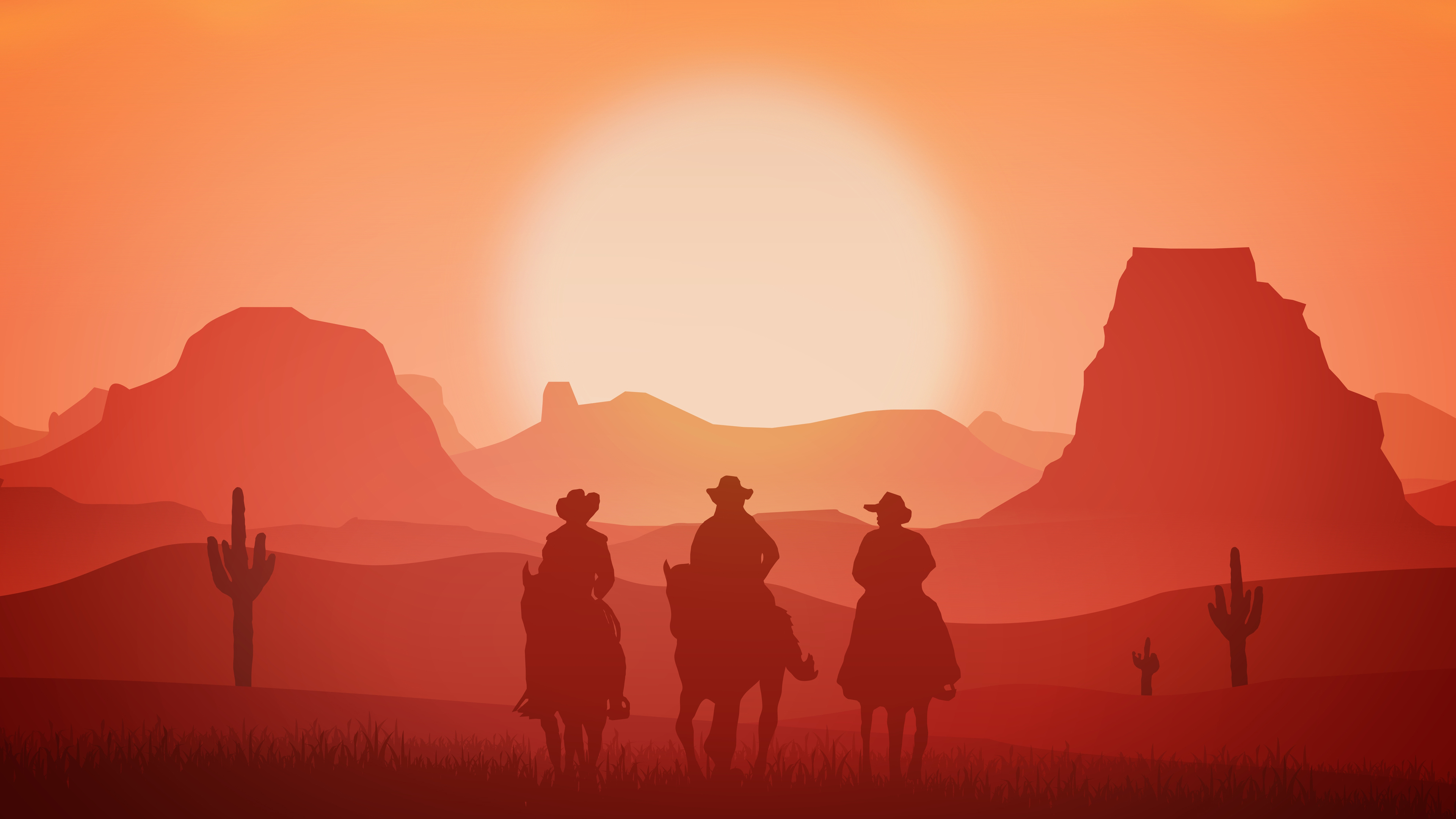 Wallpaper 4k Cowboys Minimalism Landscape 4k Wallpaper