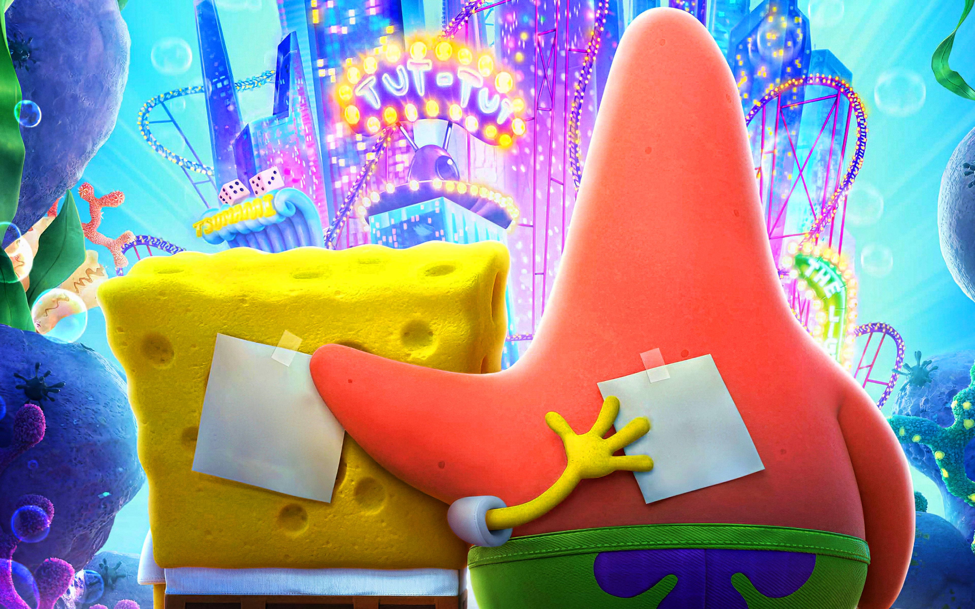 Download wallpaper 4k, SpongeBob SquarePants, Patrick Star, creative, 2020 movie, The SpongeBob Movie Sponge on the Run, poster, SpongeBob for desktop with resolution 3840x2400. High Quality HD picture wallpaper