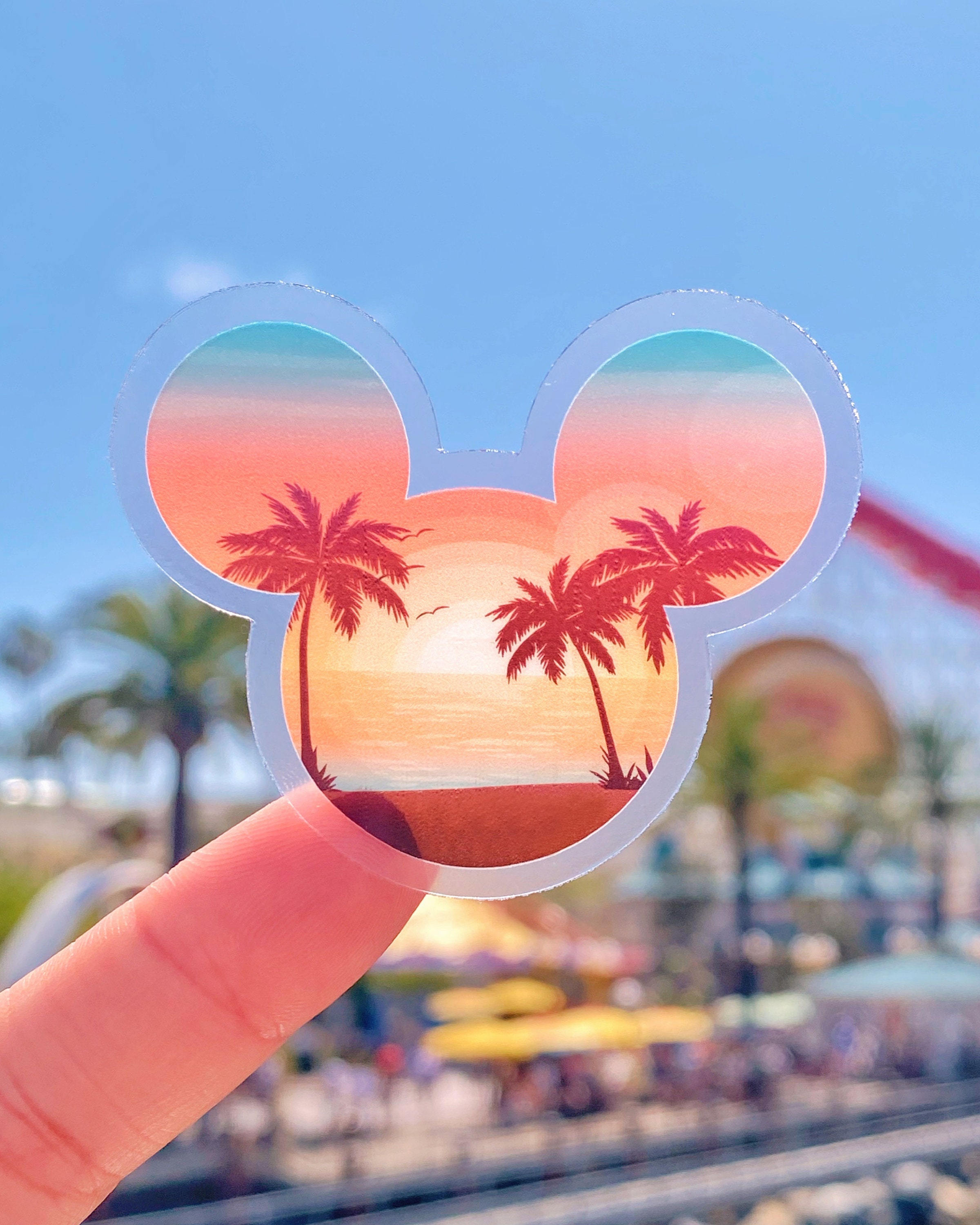 Sunset Beach Mickey Transparent Sticker/ Tropical Disney