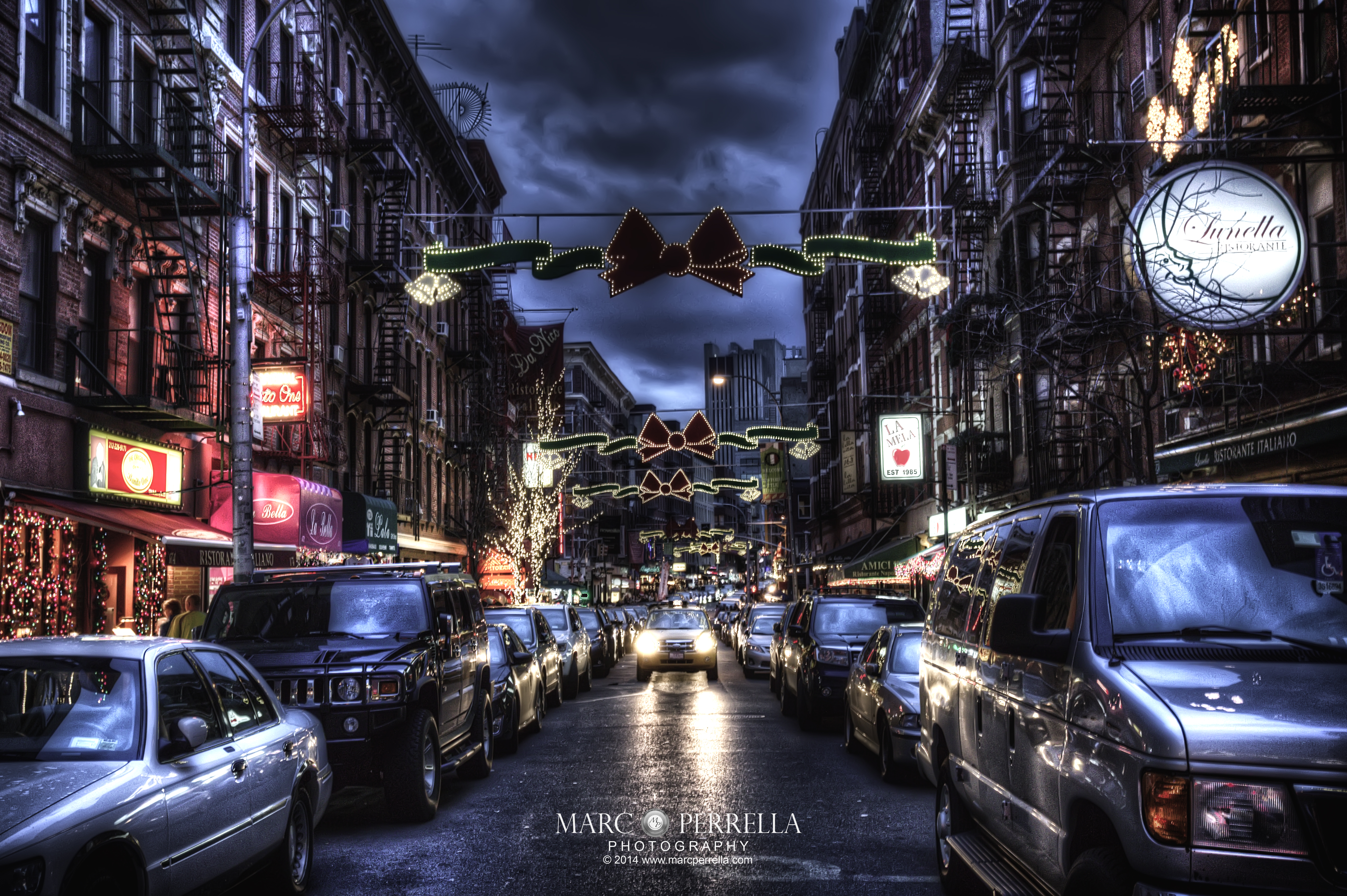 Wallpaper, street, cityscape, night, building, reflection, sky, rain, road, Tourism, evening, HDR, traffic, restaurant, holiday, Manhattan, metropolis, vacation, light, tree, downtown, travel, glow, newyork, nyc, trail, landmark, littleitaly, urban