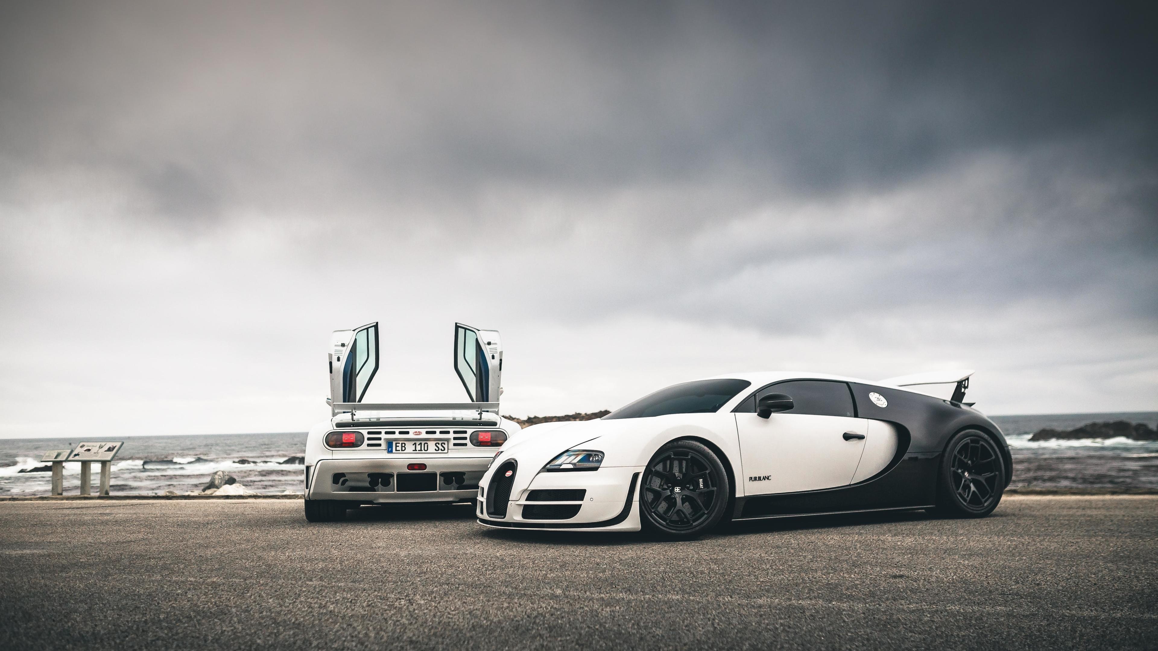 Wallpaper 4k Bugatti Veyron SS And EB110SS By The Sea 5k Wallpaper