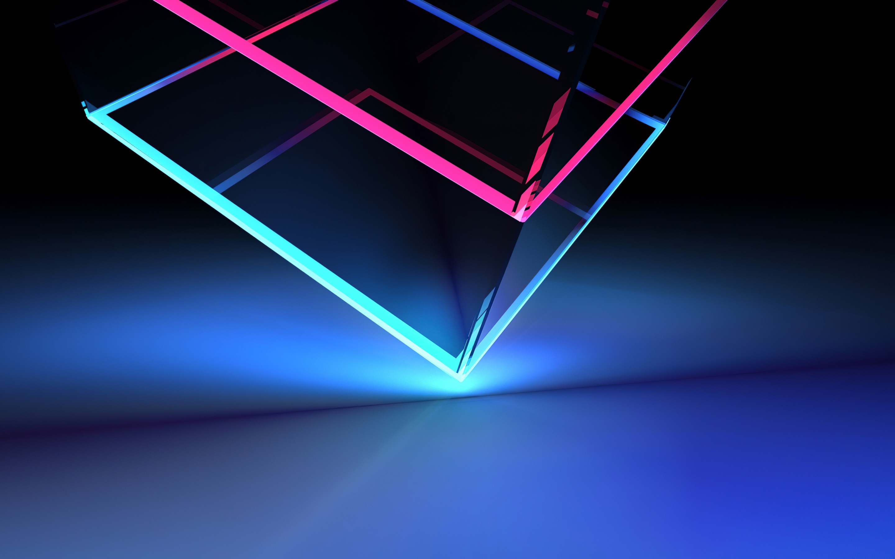Wallpaper 4k Neon Cube Abstract Shapes Wallpaper