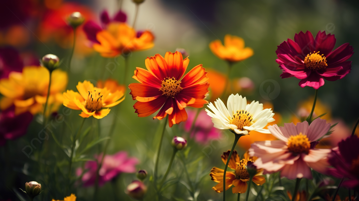 Colorful Flowers In A Garden Background, Summer Flowers Picture Background Image And Wallpaper for Free Download