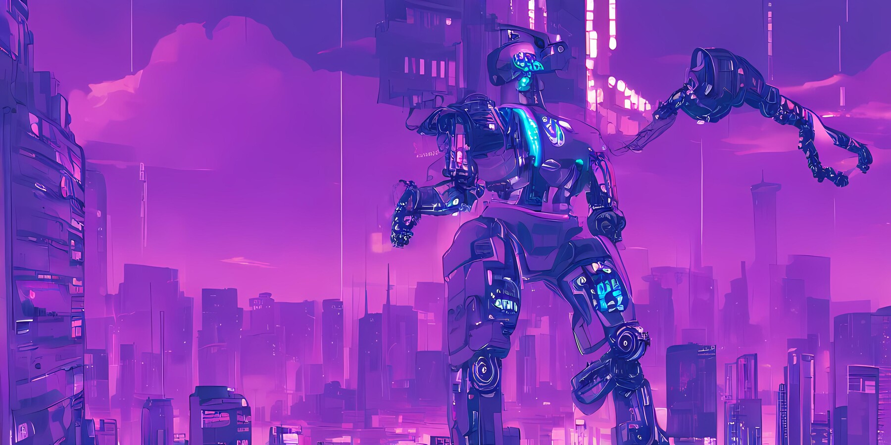 Cyberpunk Intellisense Purple Robot 4k