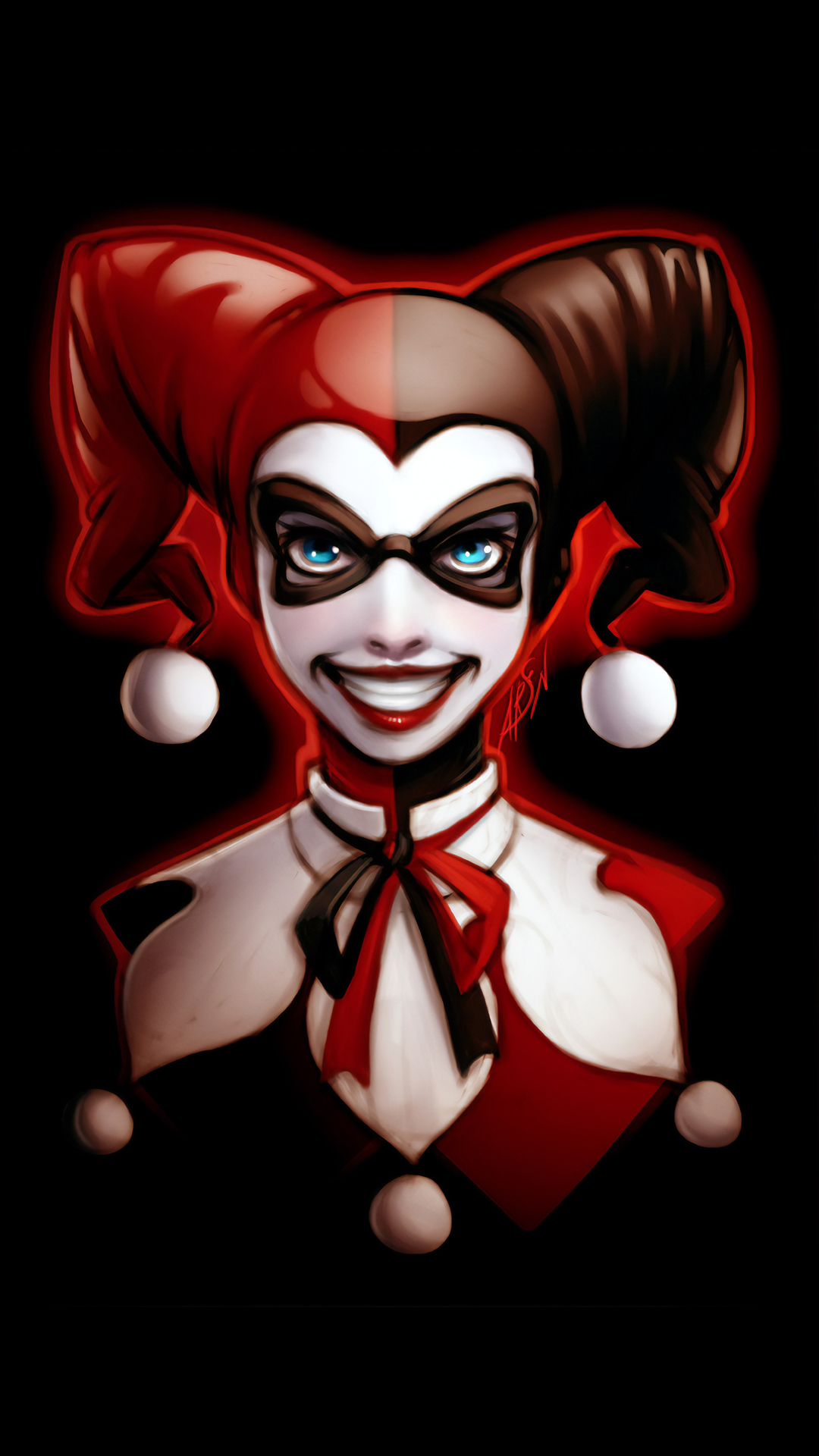 1080x1920 harley quinn, supervillain, hd, behance, oled, dark, black for iPhone 6, 7, 8 wallpaper