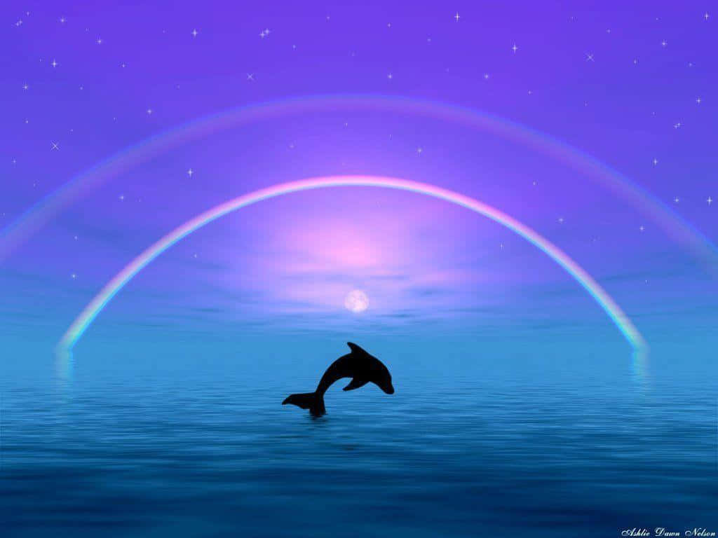 Download A beautiful pink dolphin swimming in the ocean Wallpaper