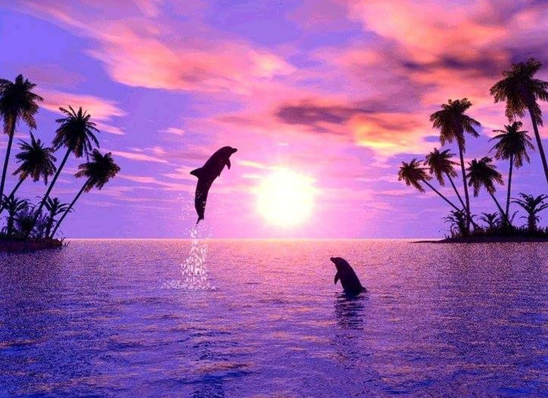 Download Jumping for Joy! Majestic Pink Dolphin gracefully clearing the water Wallpaper