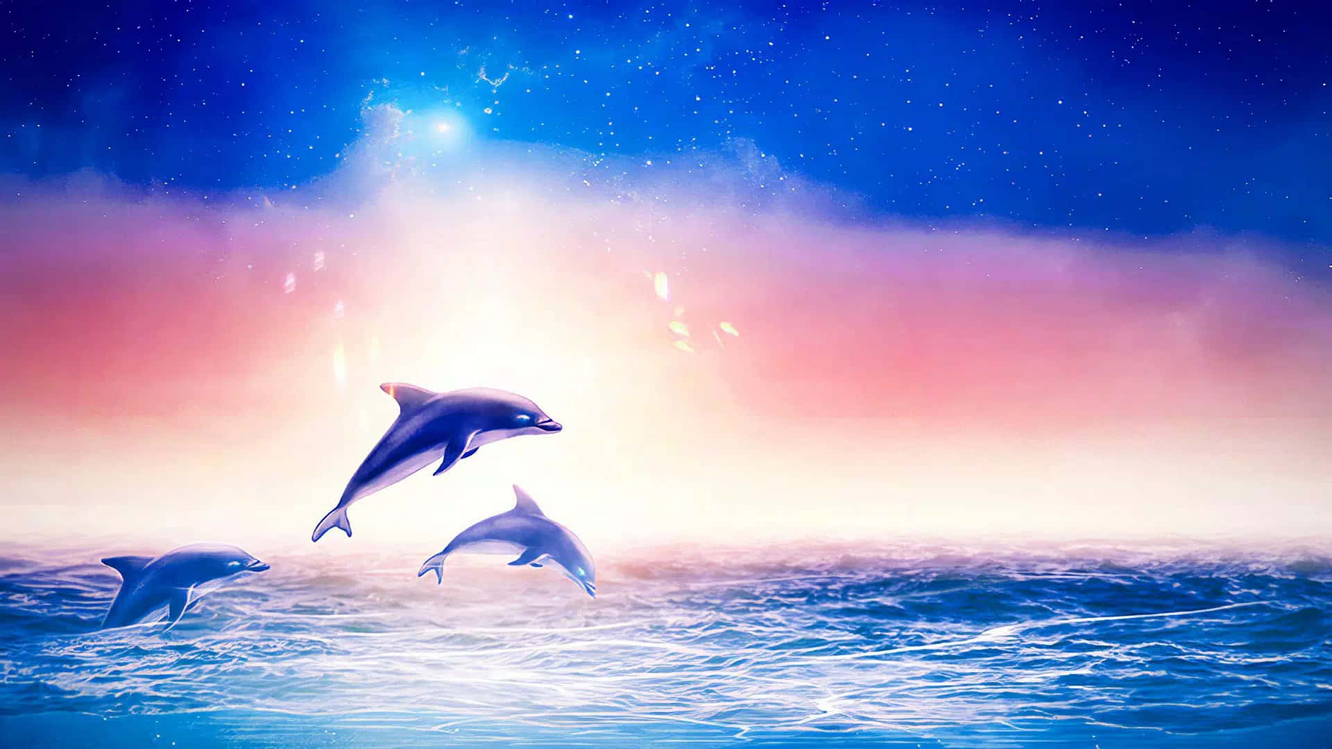 Download A Pink Dolphin swimming in the ocean Wallpaper