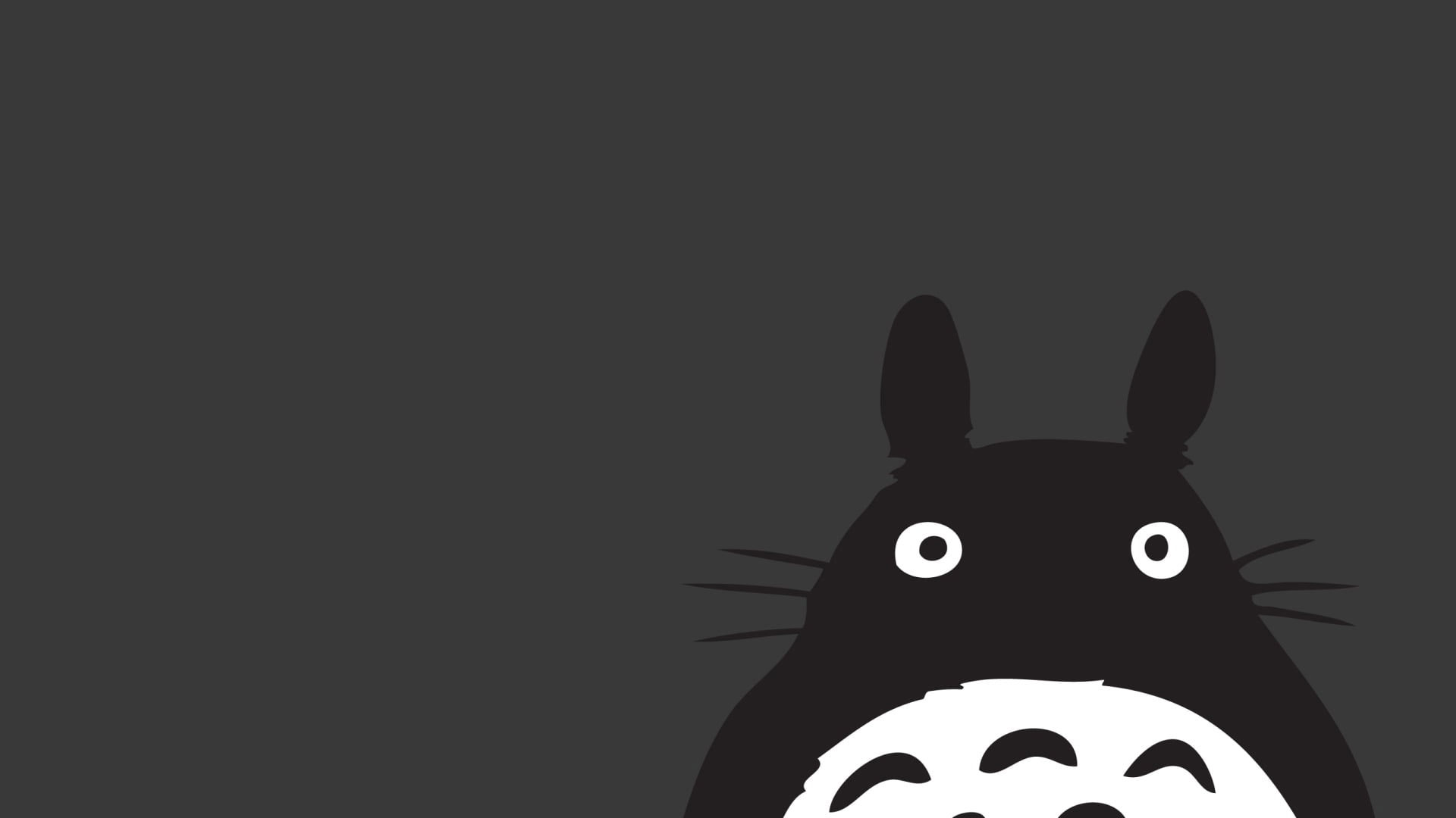 My Neighbor Totoro Wallpaper, Anime, Studio Ghibli, Gray, Minimalism