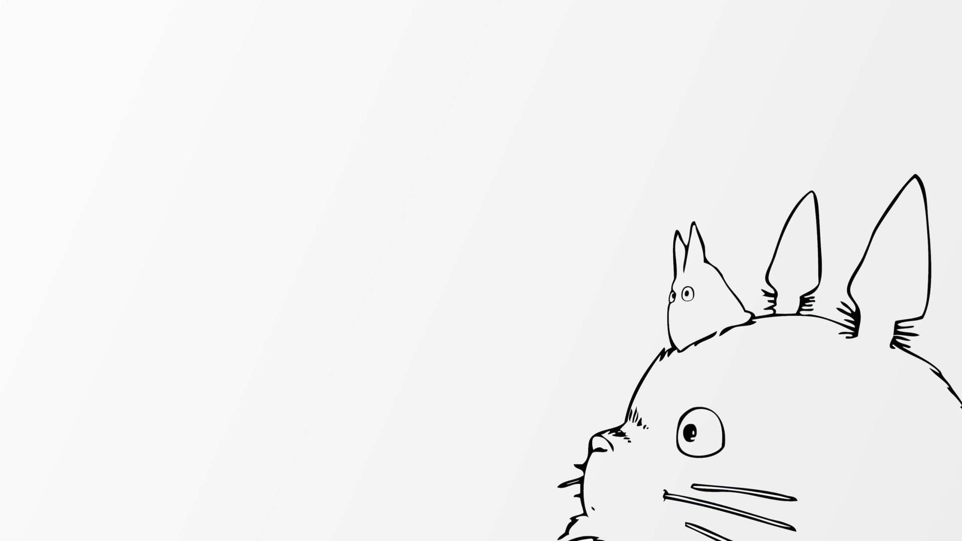 Download A minimalist sketch of Totoro, the beloved mascot of Studio Ghibli Wallpaper