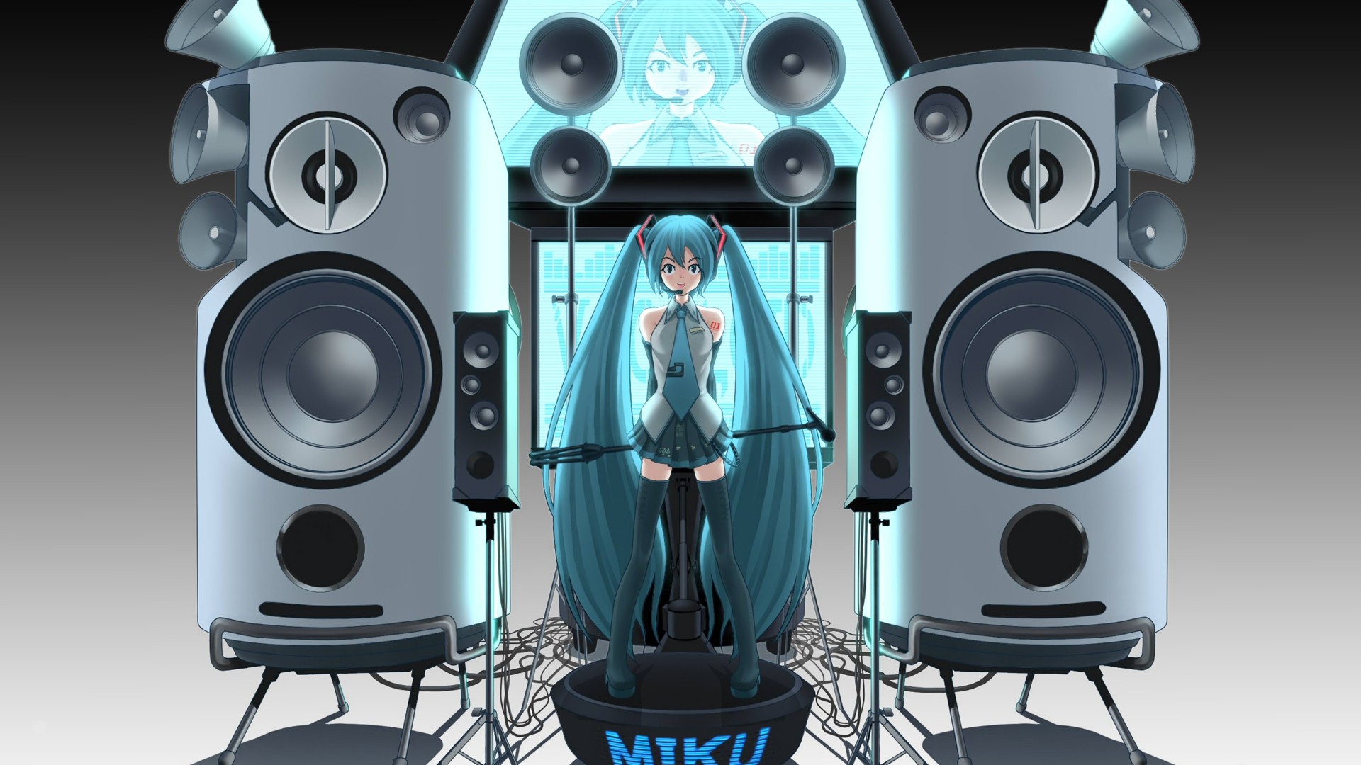 Wallpaper, Hatsune Miku, technology, electronics, 1920x1080 px, stereophonic sound, audio equipment, computer speaker, loudspeaker, studio monitor, subwoofer, sound box, product design 1920x1080