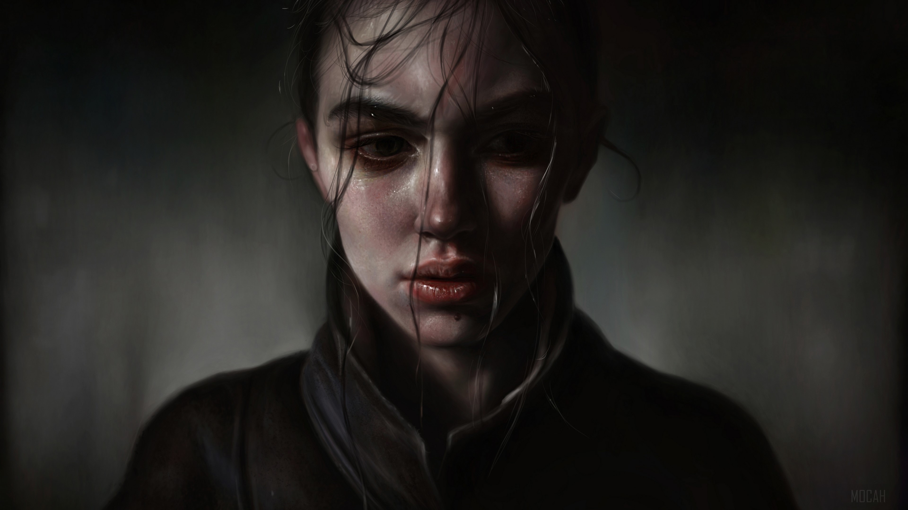 Artistic, Girl, Painting, Sad 4k Gallery HD Wallpaper