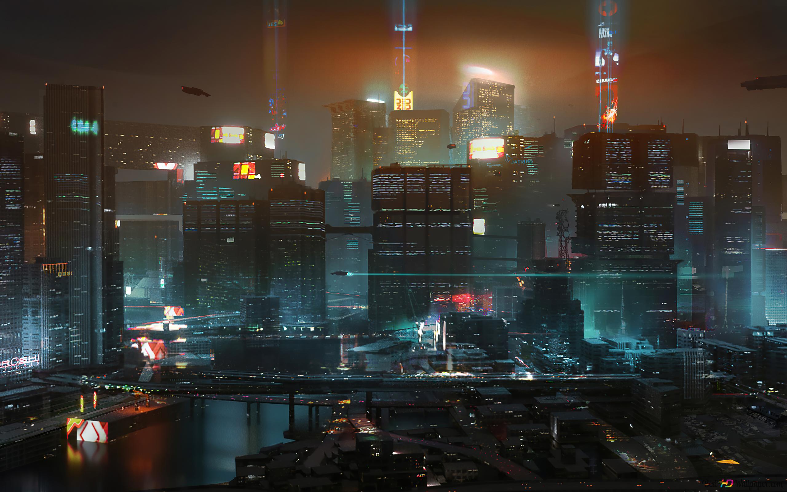 Cyberpunk 2077' Video Game (Night City Concept Art) 4K wallpaper download