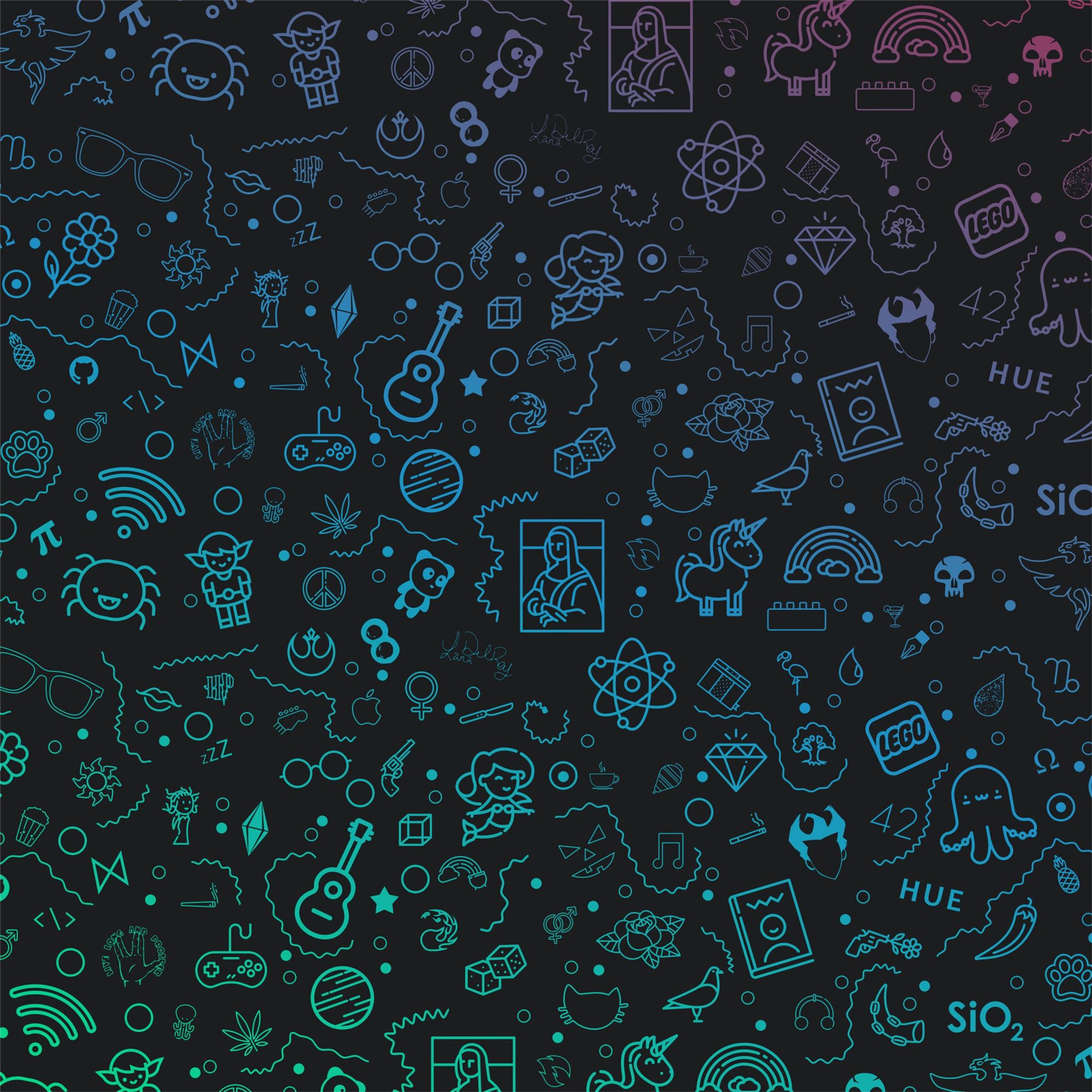 sketches gradients icons logo 4k iPad Pro Wallpaper Free Download