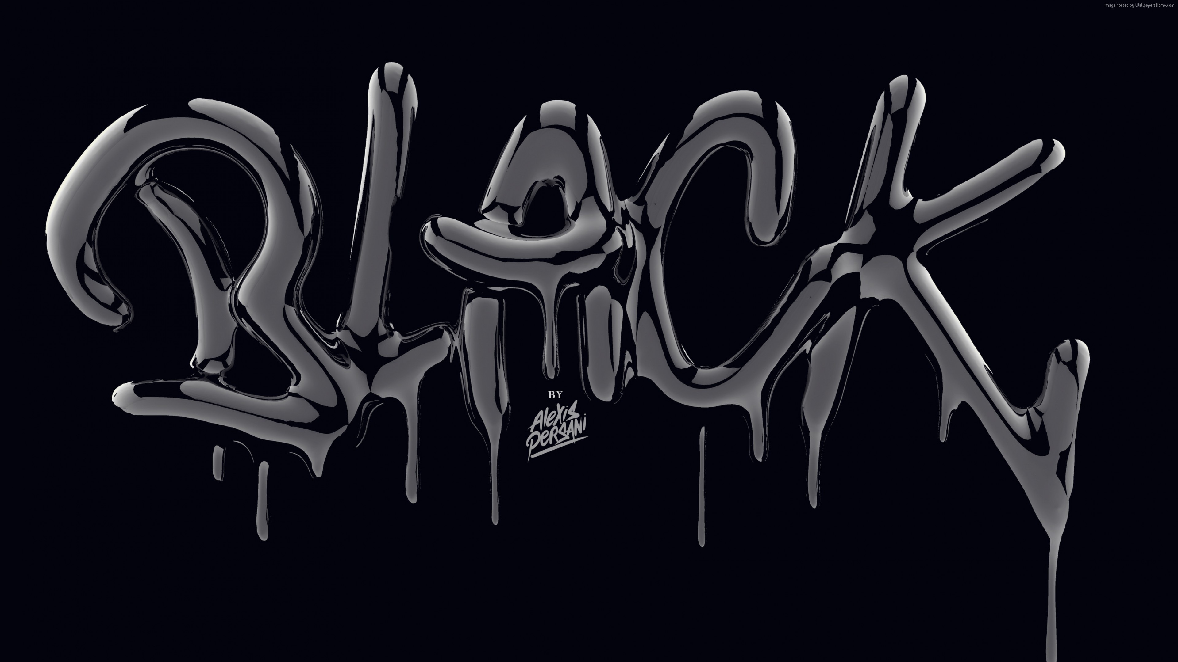 Wallpaper 4k Wallpaper typography, abstract, 3D, black, 4k, Abstract Wallpaper
