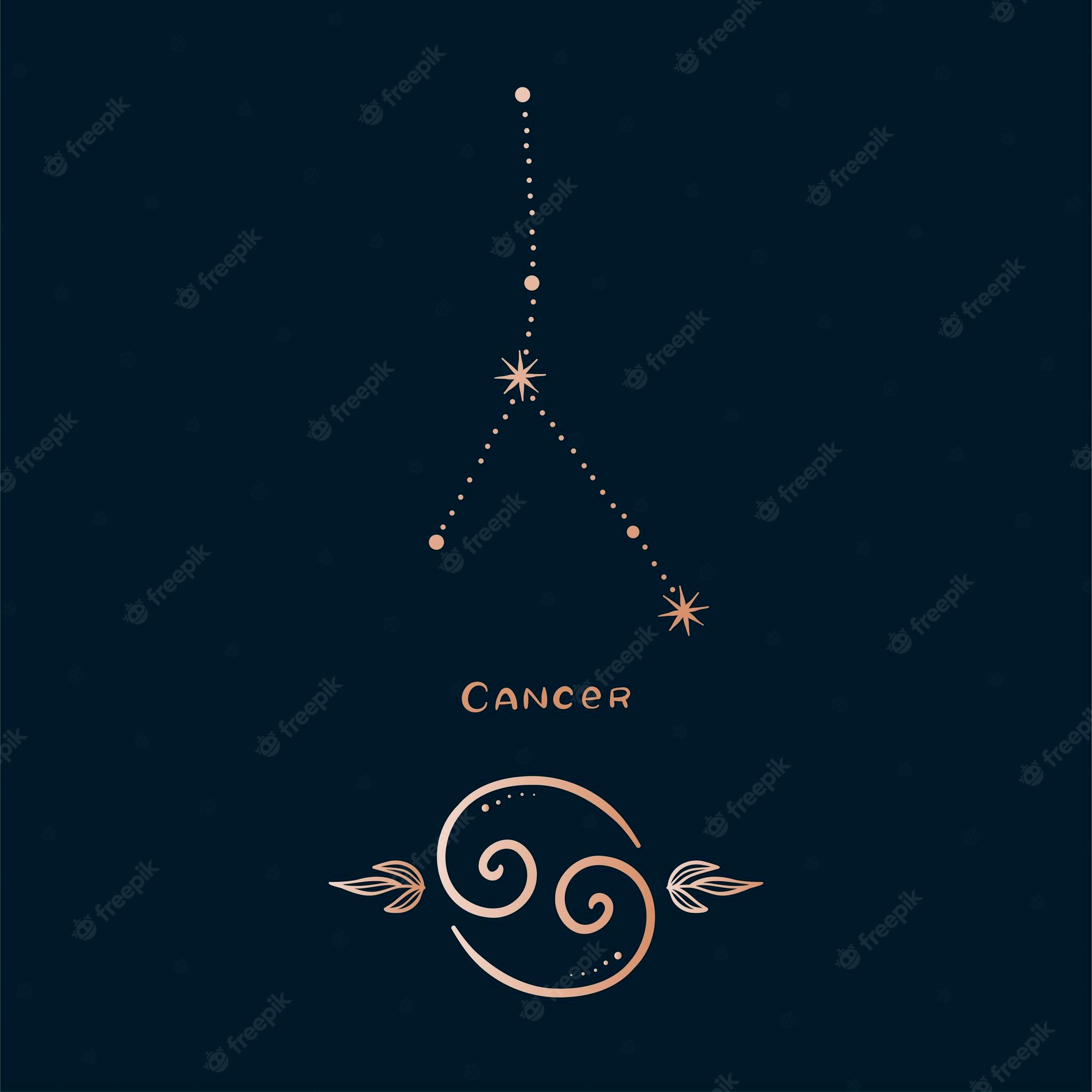 Premium Vector. Horoscope zodiac sign cancer in constellation style with line and stars on dark background collection of zodiac symbols set of constellations of stars