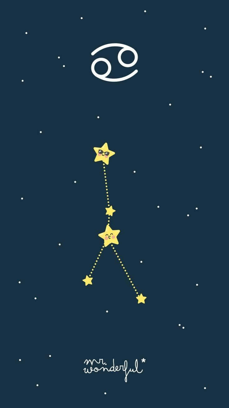 Download Yellow Constellation Cute Cancer Zodiac Sign Wallpaper