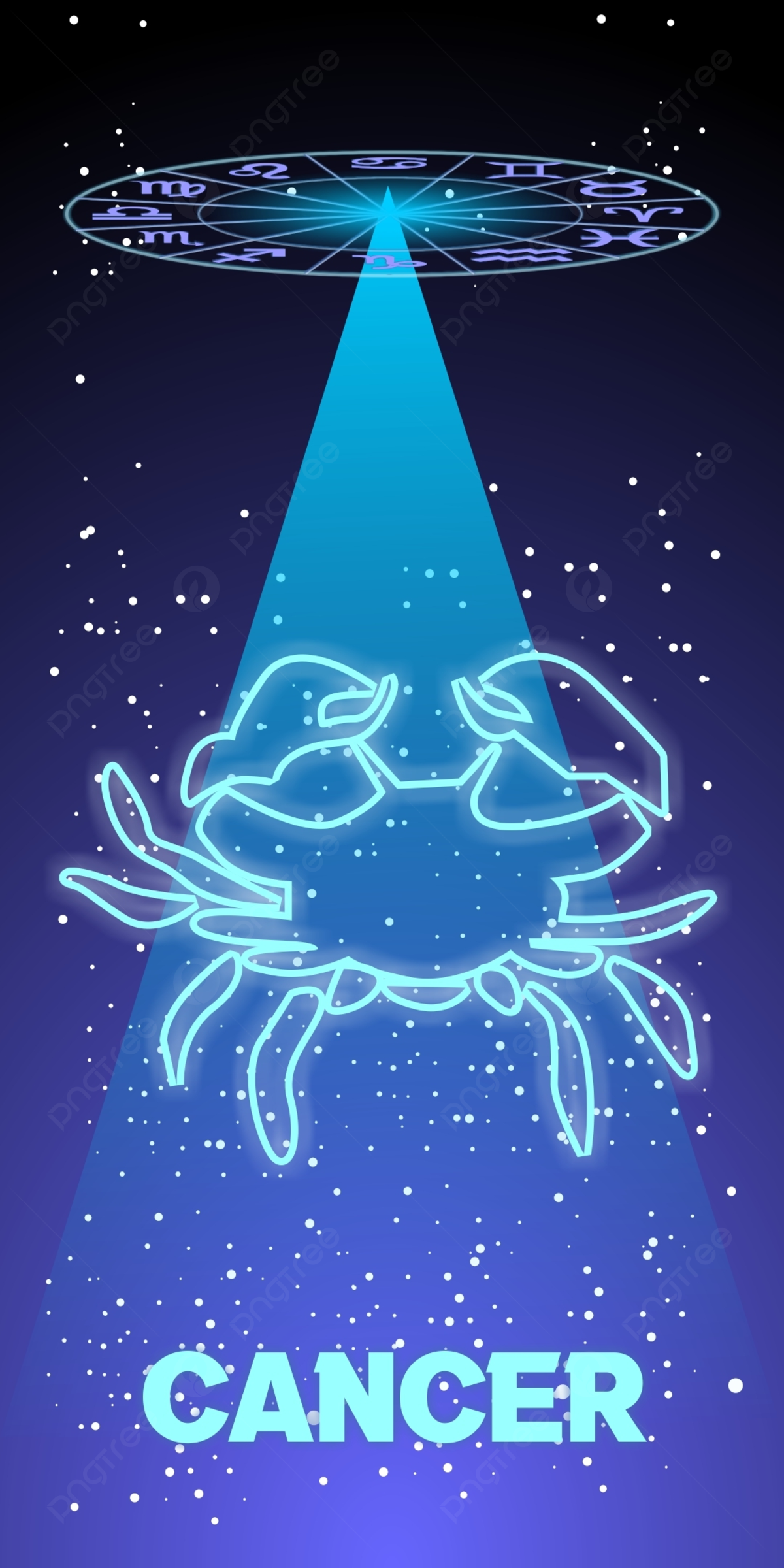Cancer Constellation In Space With A Holographic Zodiac Character Background Wallpaper Image For Free Download
